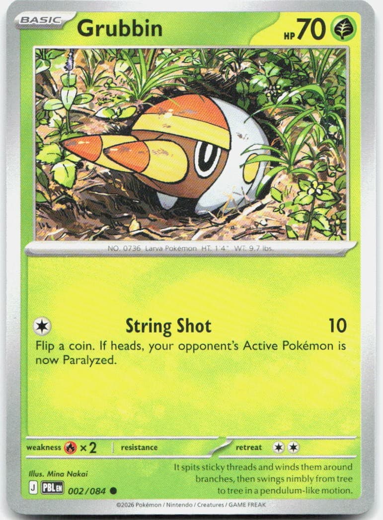 Grubbin 002/084 Common Pitch Black Pokemon Near Mint