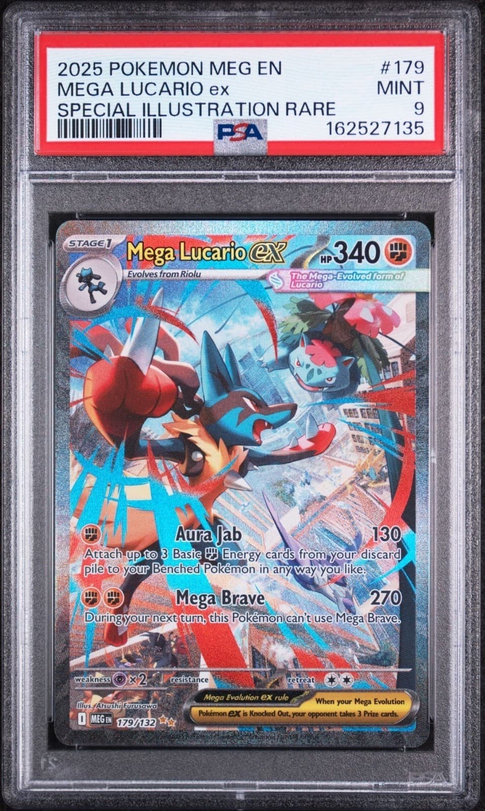 Mega Lucario ex 2025 MEG Special Illustration Rare #179/132 PSA MINT 9