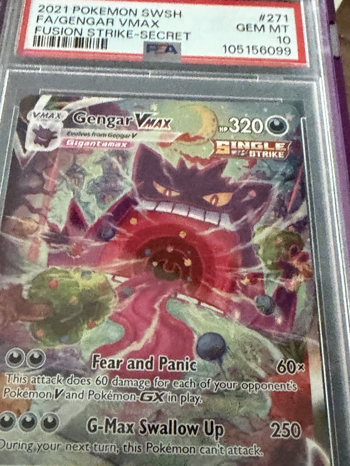Pokemon 2021 Gengar VMAX Alt Art Secret Rare 271/264 Fusion Strike Holo PSA 10