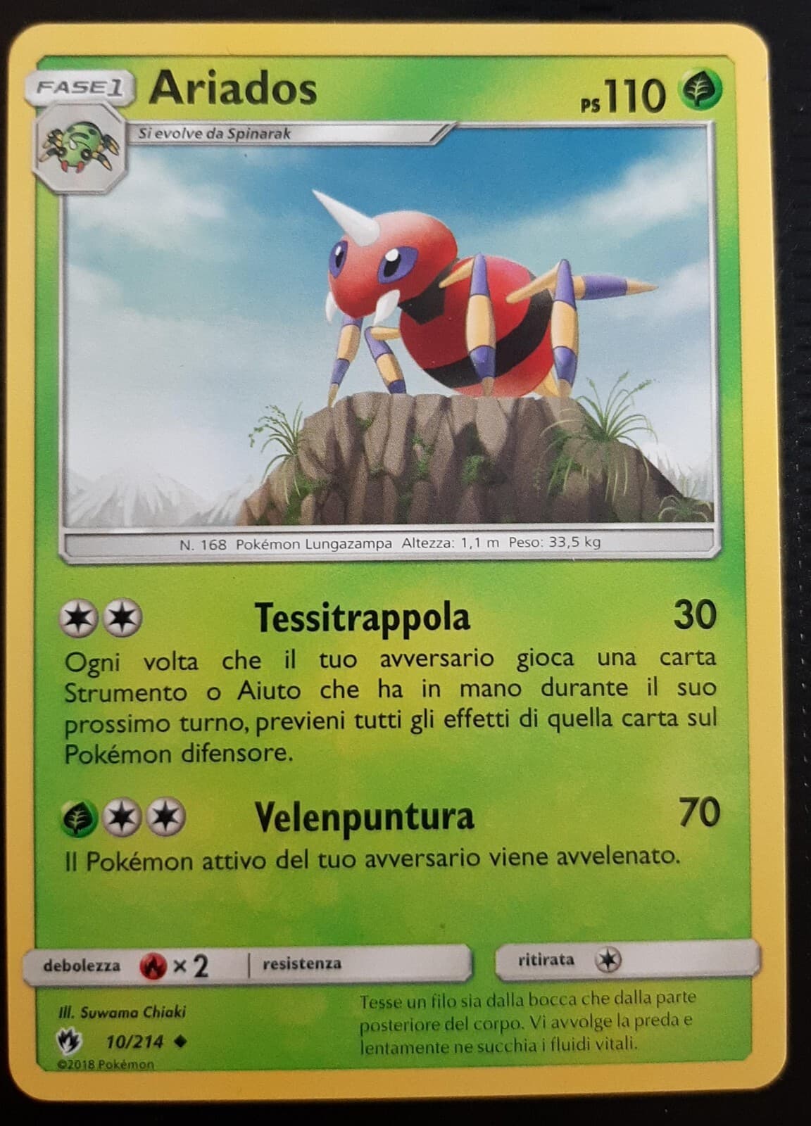 ARIADOS 10/214 in Italiano POKEMON Sole Luna Tuoni Perduti