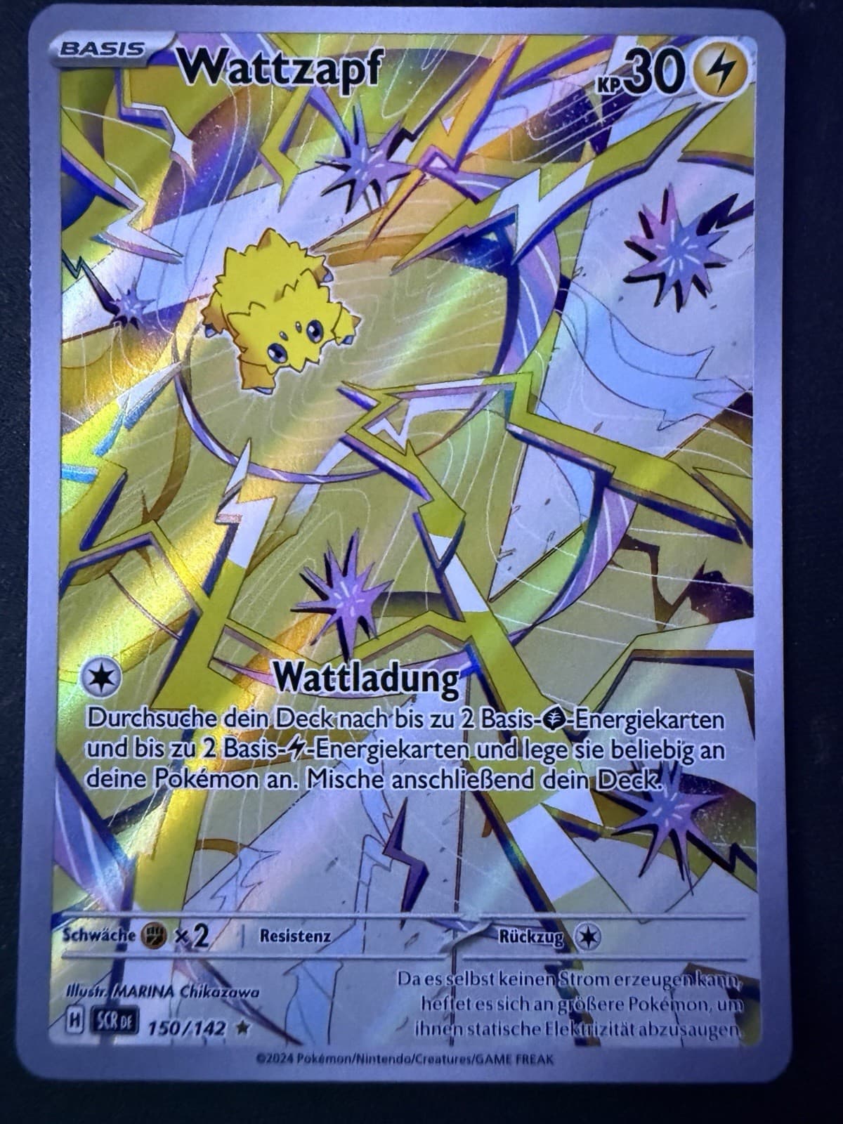 Pokemon Karte Wattzapf SCR 150/142 Stellarkrone Deutsch NM Full Art Rare Elektro