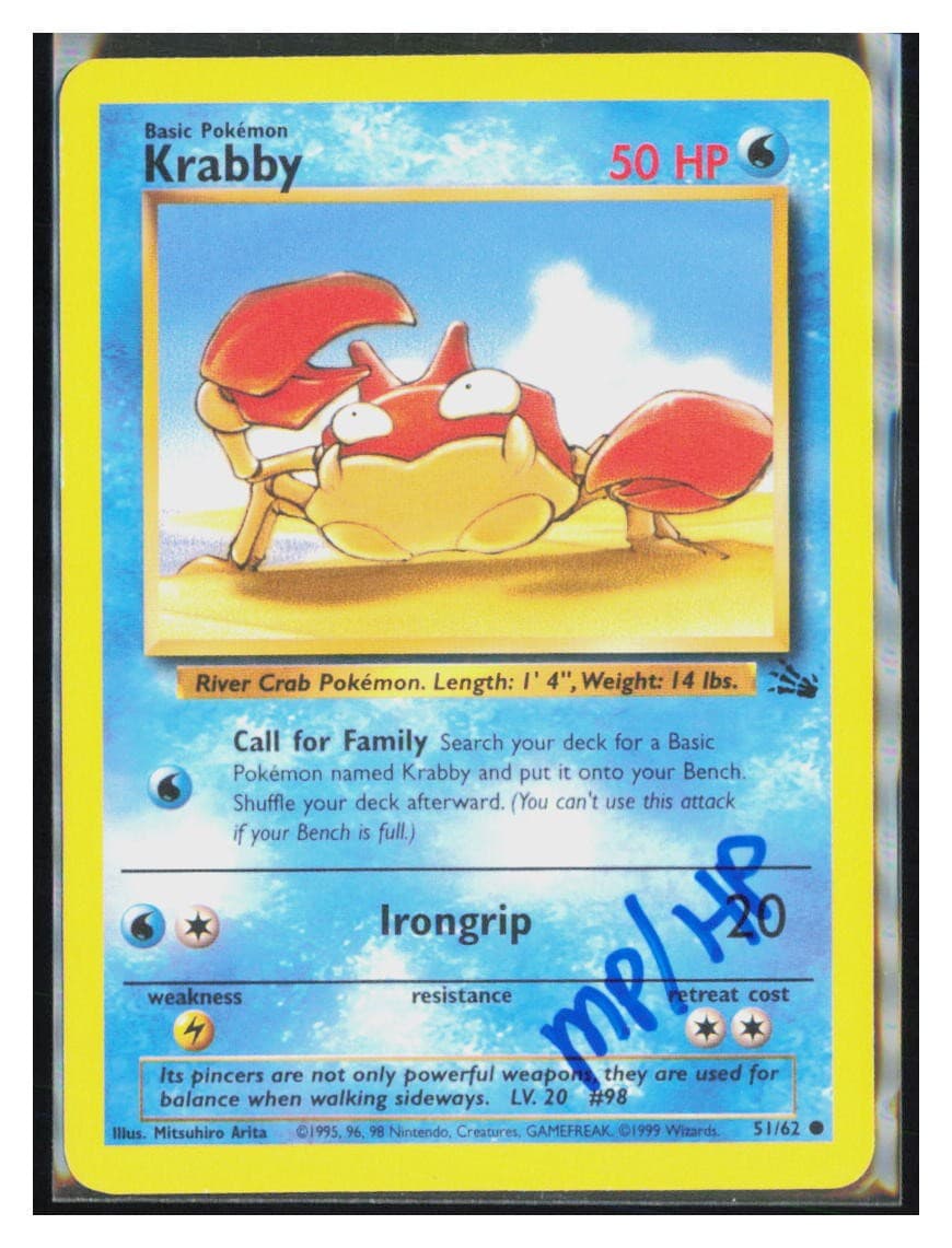 Pokemon Krabby Fossil 51/62 Unlimited MP