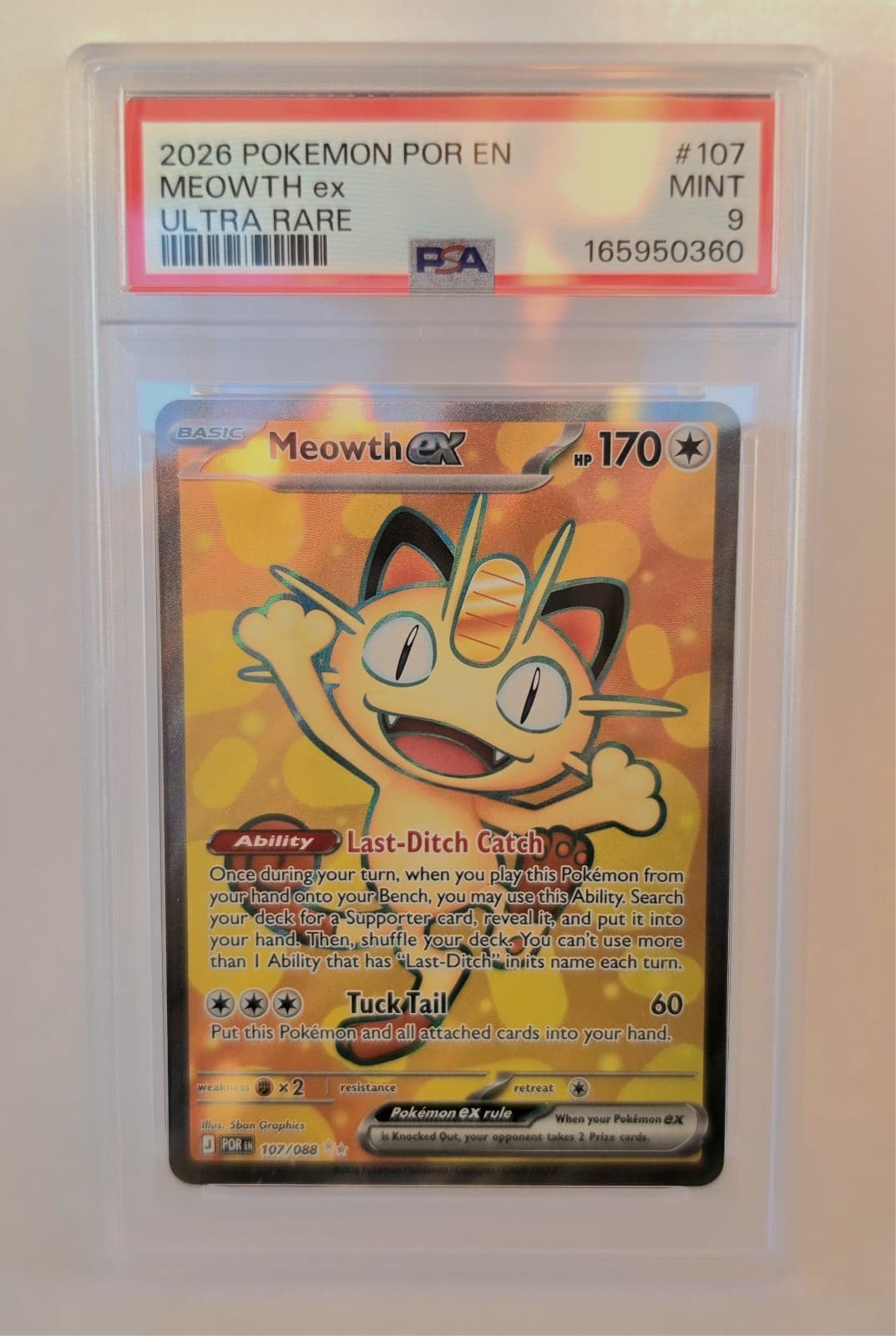 2026 POKEMON POR EN PERFECT ORDER ULTRA RARE #107 MEOWTH EX PSA 9