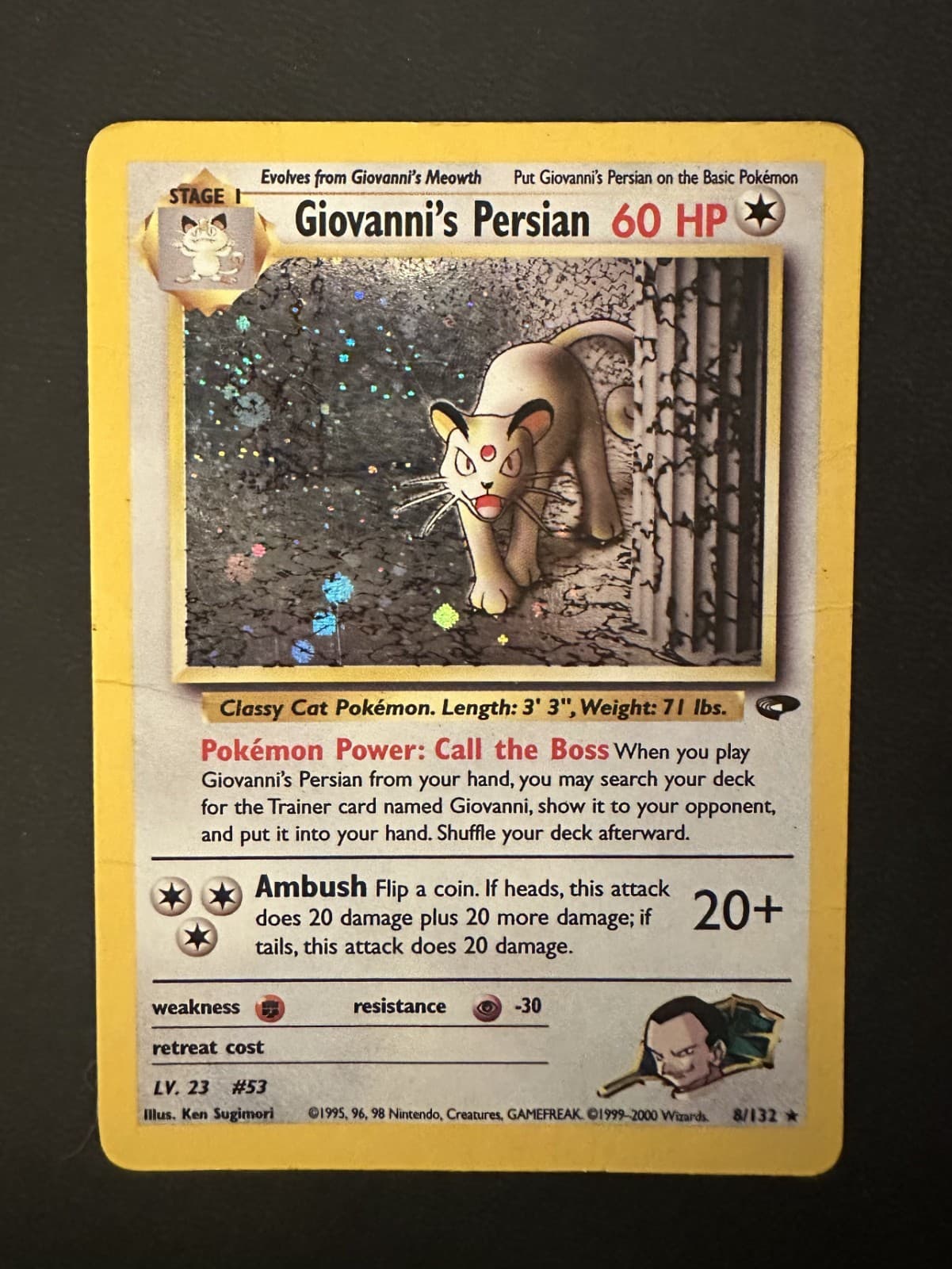 Giovanni's Persian 8/132 Gym Challenge Holo Rare WoTC Pokémon 2000