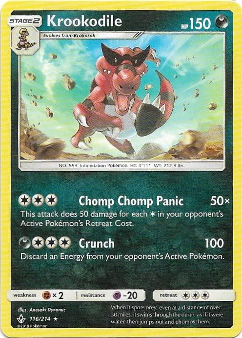 Krookodile 116/214 Rare Unbroken Bonds Pokemon Near Mint