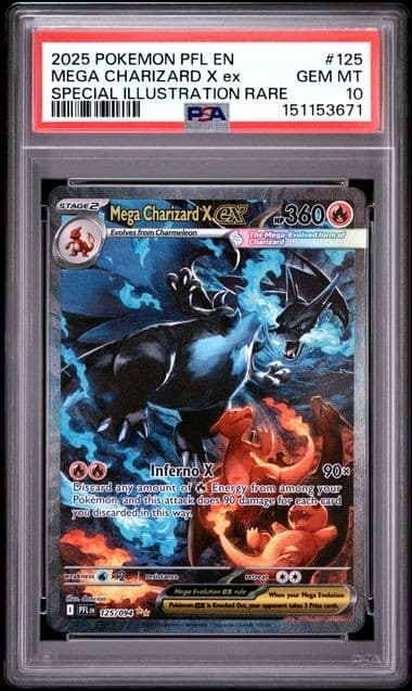 2025 POKEMON PFL EN-PHANTASMAL FLAMES #125 MEGA CHARIZARD X EX PSA 10