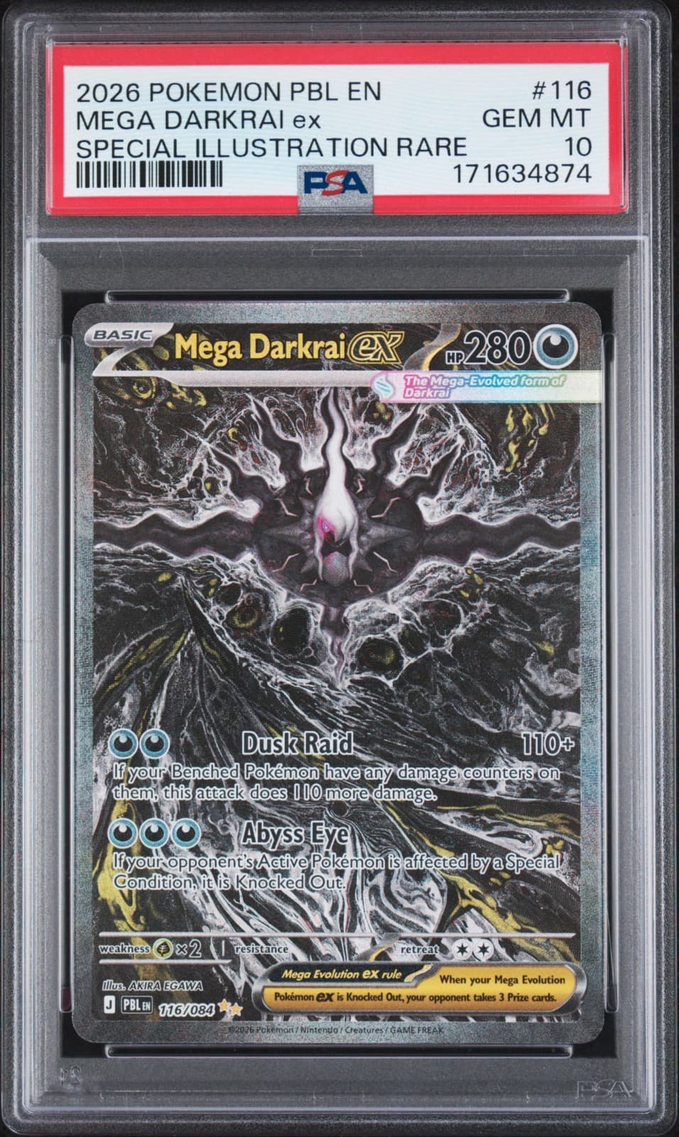 2026 POKEMON PBL EN-PITCH BLACK SIR 116/084 MEGA DARKRAI EX PSA 10