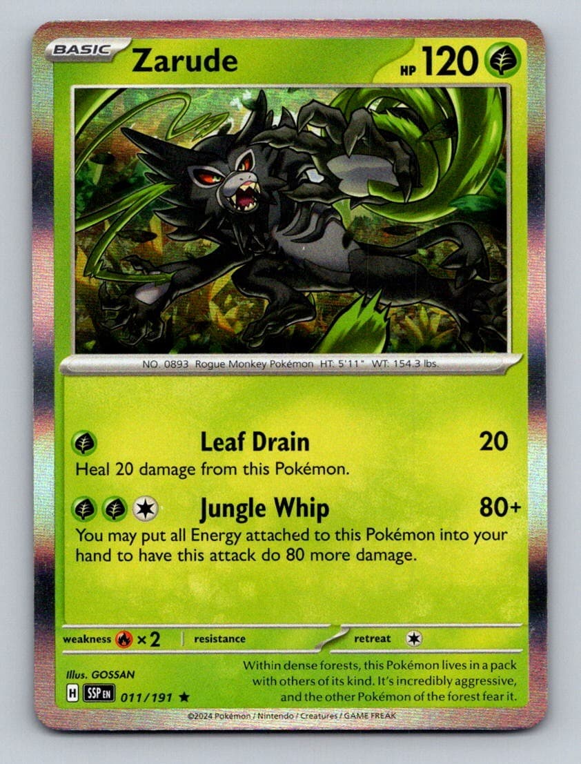 Zarude 011/191 Rare Surging Sparks Pokemon Holo Lightly Played