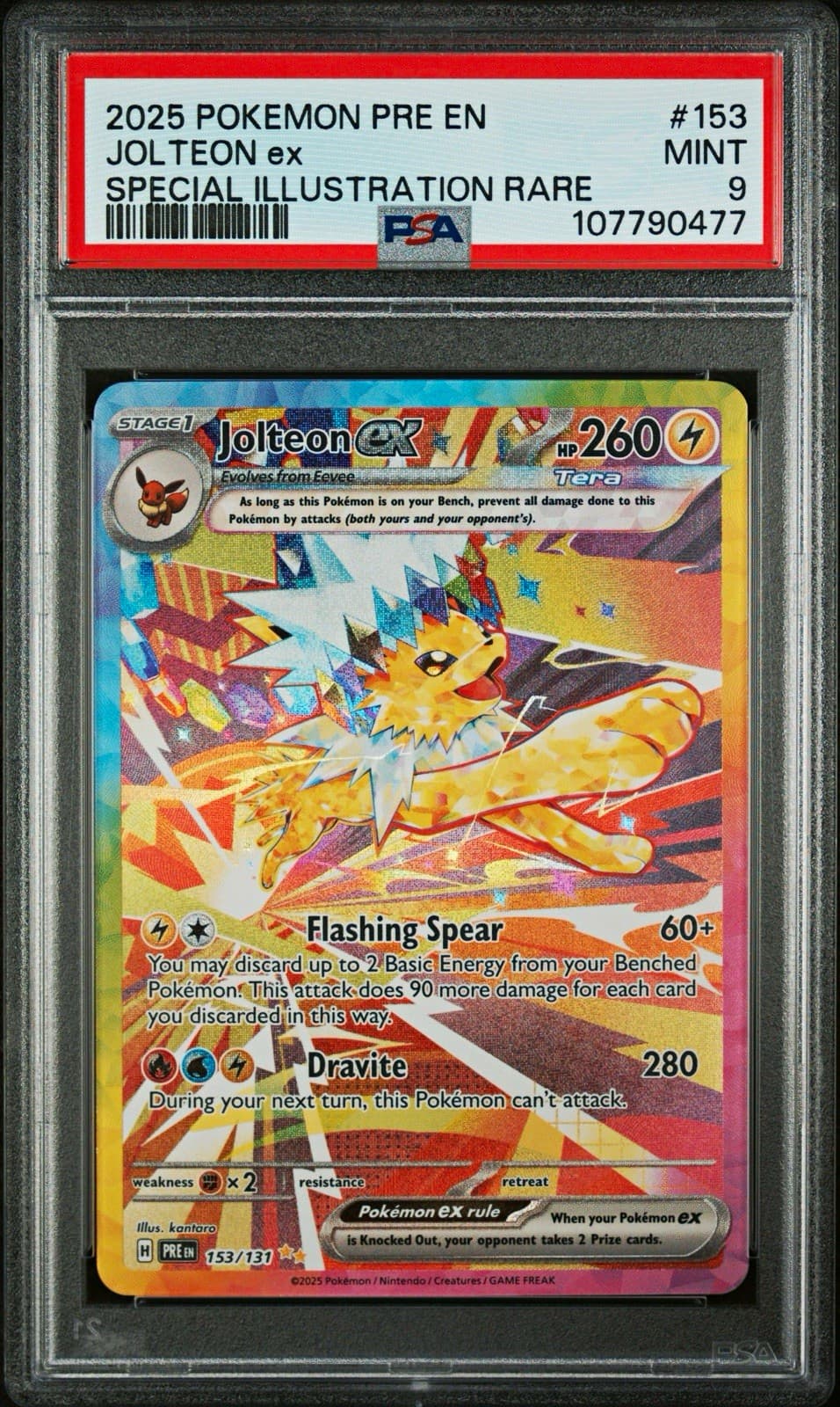 Pokemon TCG 2025 SV Prismatic Evolutions Jolteon ex 153/131 SIR Holo PSA 9