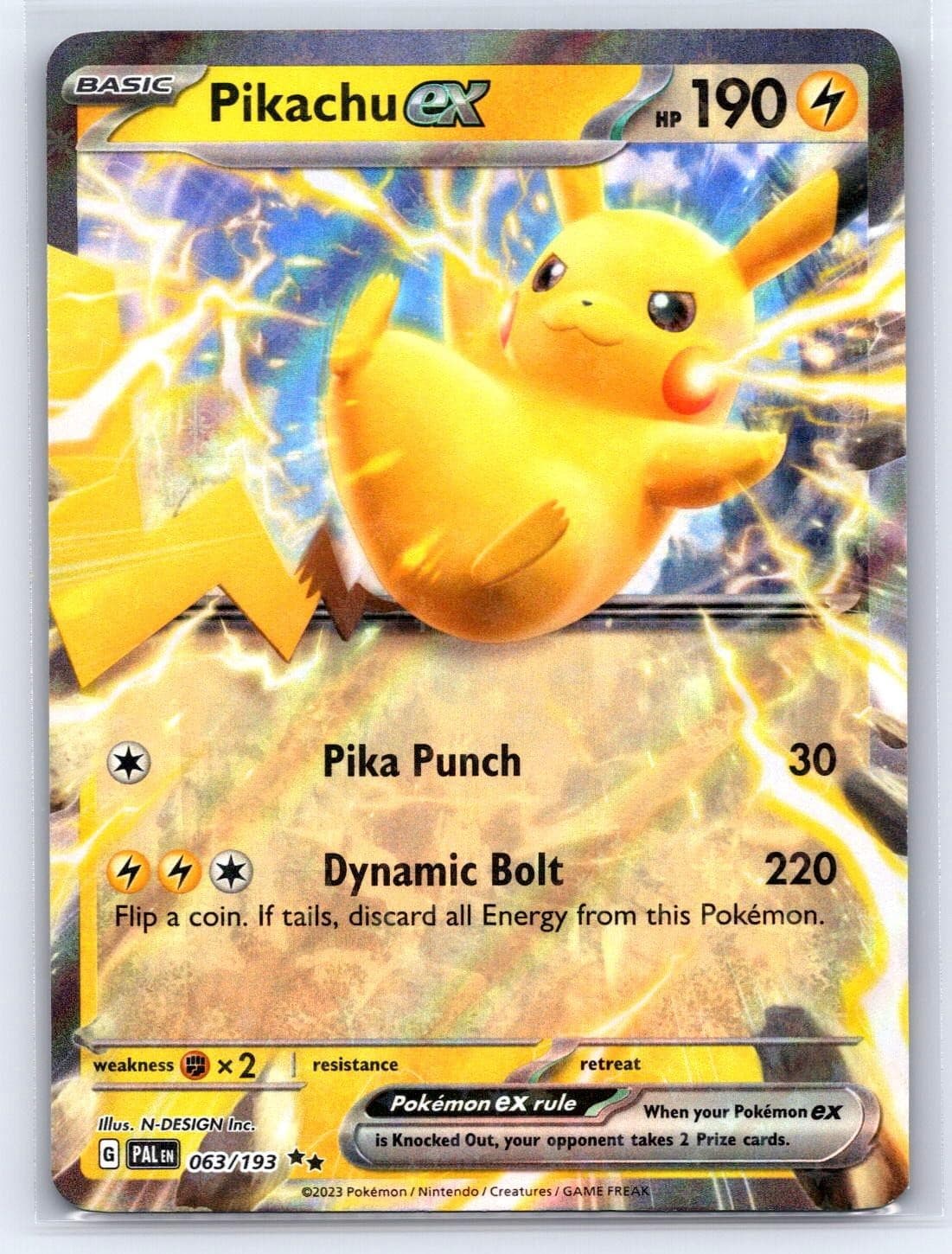 Pikachu ex 063/193 Double Rare Paldea Evolved Pokemon Holo Near Mint
