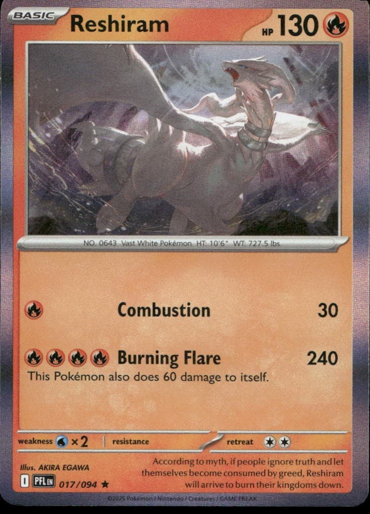 Reshiram Phantasmal Flames 17/94 English Pokémon Near Mint