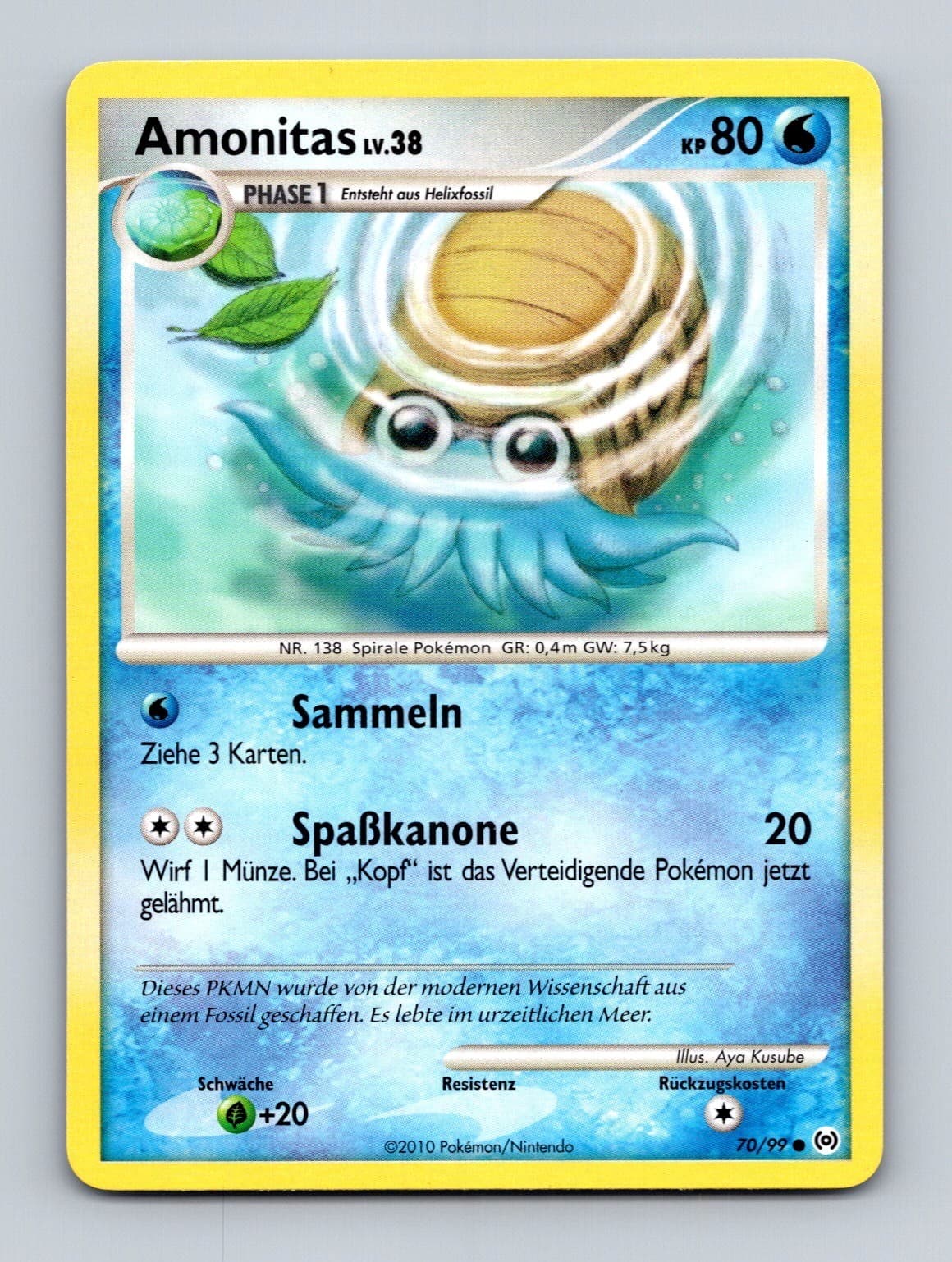TCG Pokemon Karte Amonitas 70/99 Deutsch 2009 Arceus