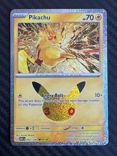 Pokemon TCG Pikachu 052/128 Me: 30th Celebration Holo VLP