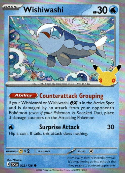 Wishiwashi 022/128 ME 30th Celebration Holo C NM English Pokémon
