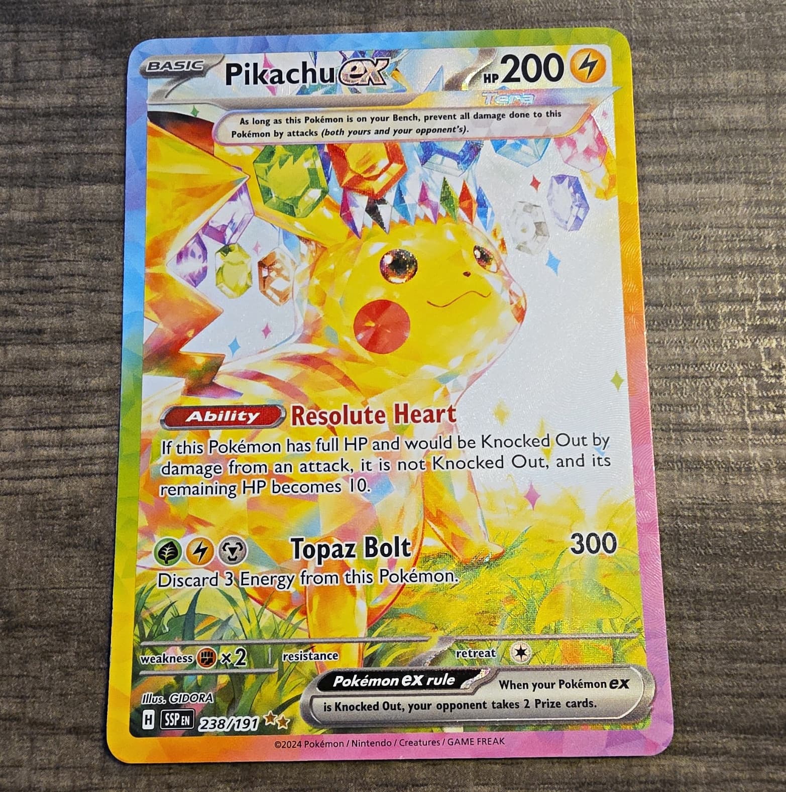 Pikachu ex 238/191 Sv08 Surging Sparks Full Art Holo Rare