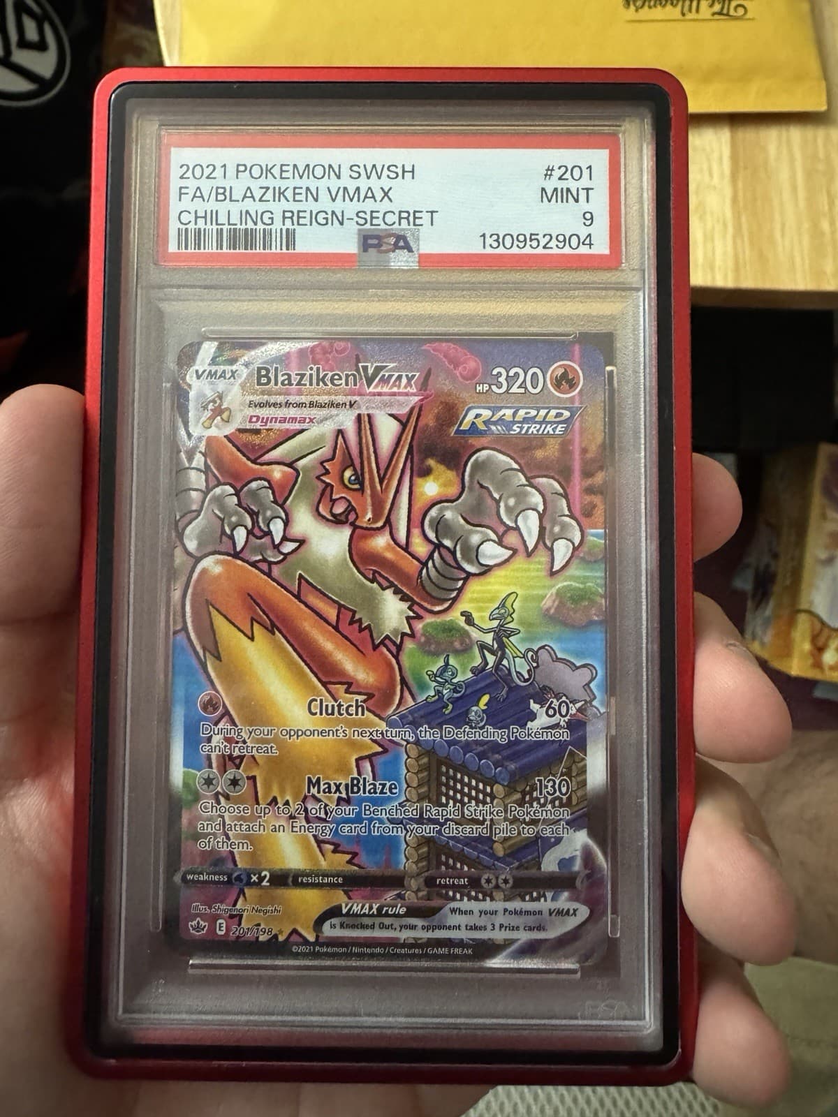 2021 Pokemon SWSH FA Blaziken Vmax 201/198 Chilling Reign Secret PSA 9 Mint