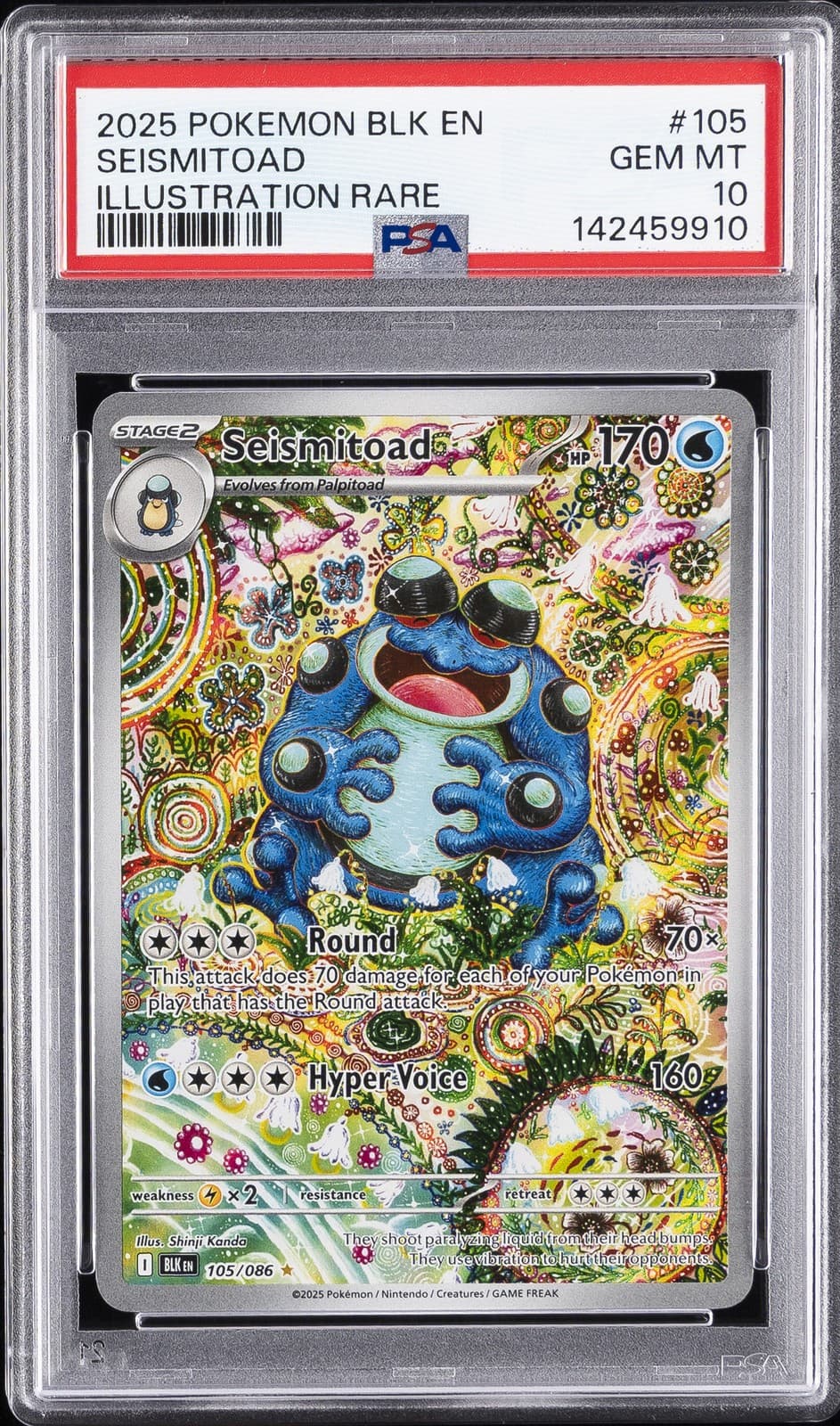 2025 POKEMON BLK EN-BLACK BOLT ILLUSTRATION RARE #105 SEISMITOAD PSA 10