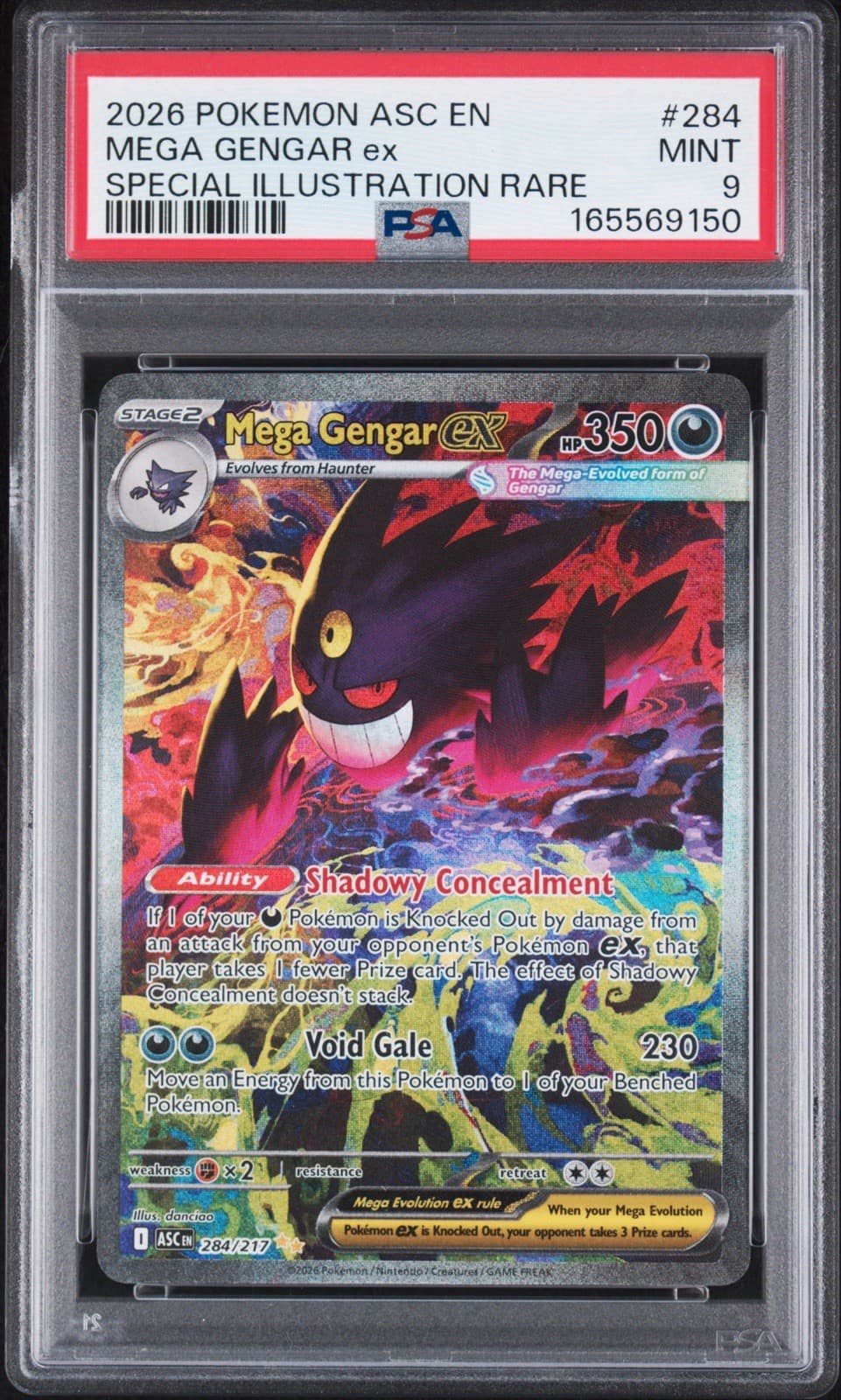 Pokémon 2026 Mega Gengar ex 284/217 SIR Ascended Heroes PSA 9
