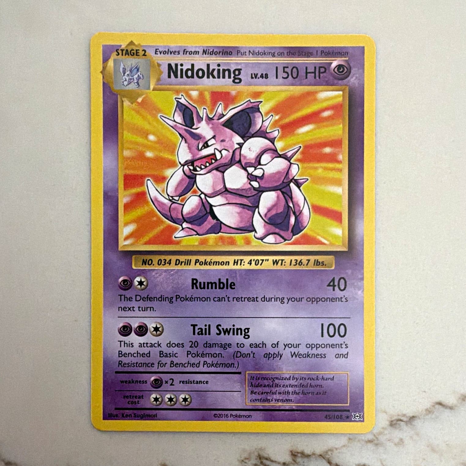 Pokemon Company Nidoking 45/108 Evolutions Rare English HP 150 Stage 2