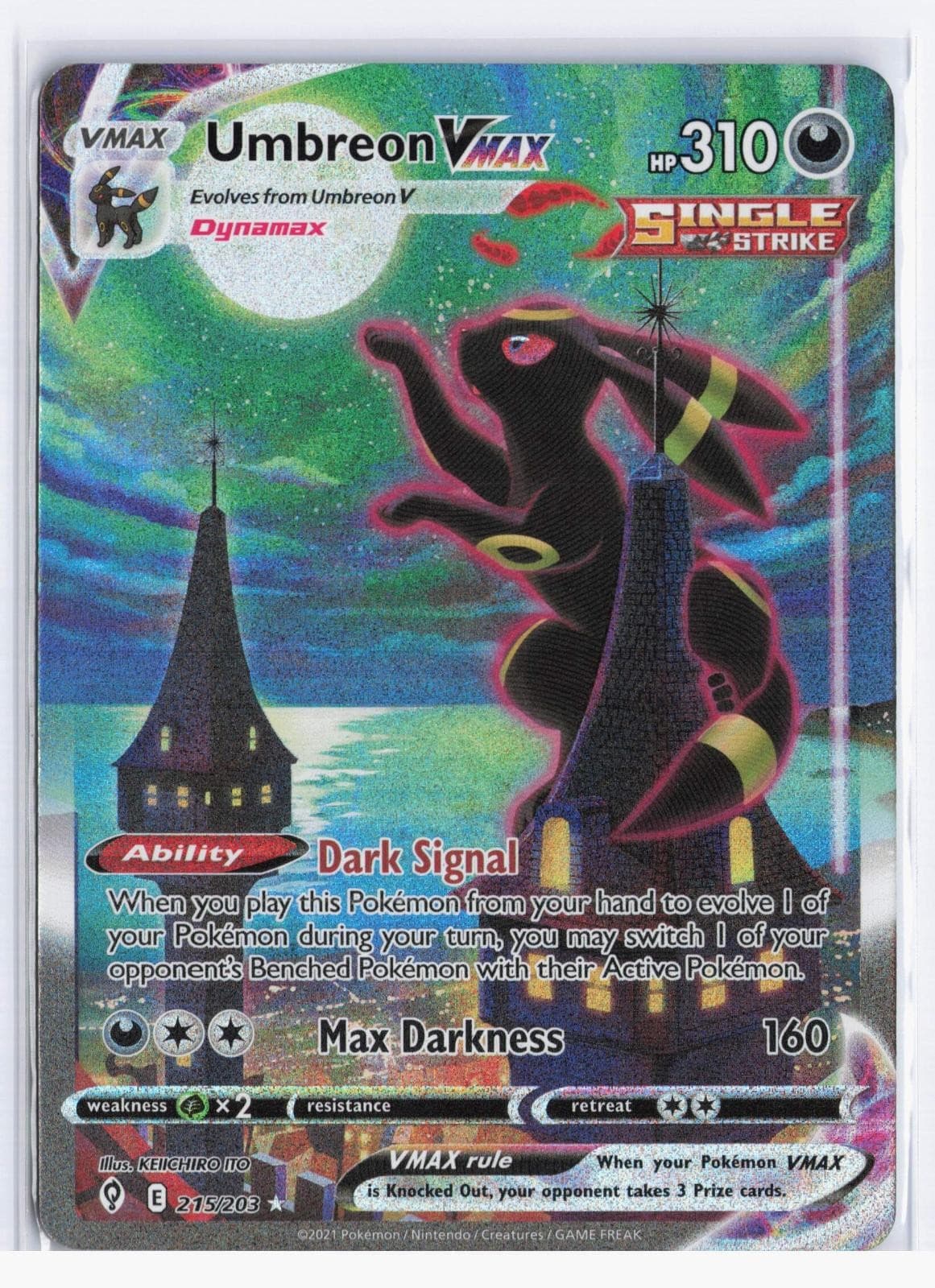 Umbreon VMAX 215/203 Alternate Art Evolving Skies Pokemon Holo Near Mint