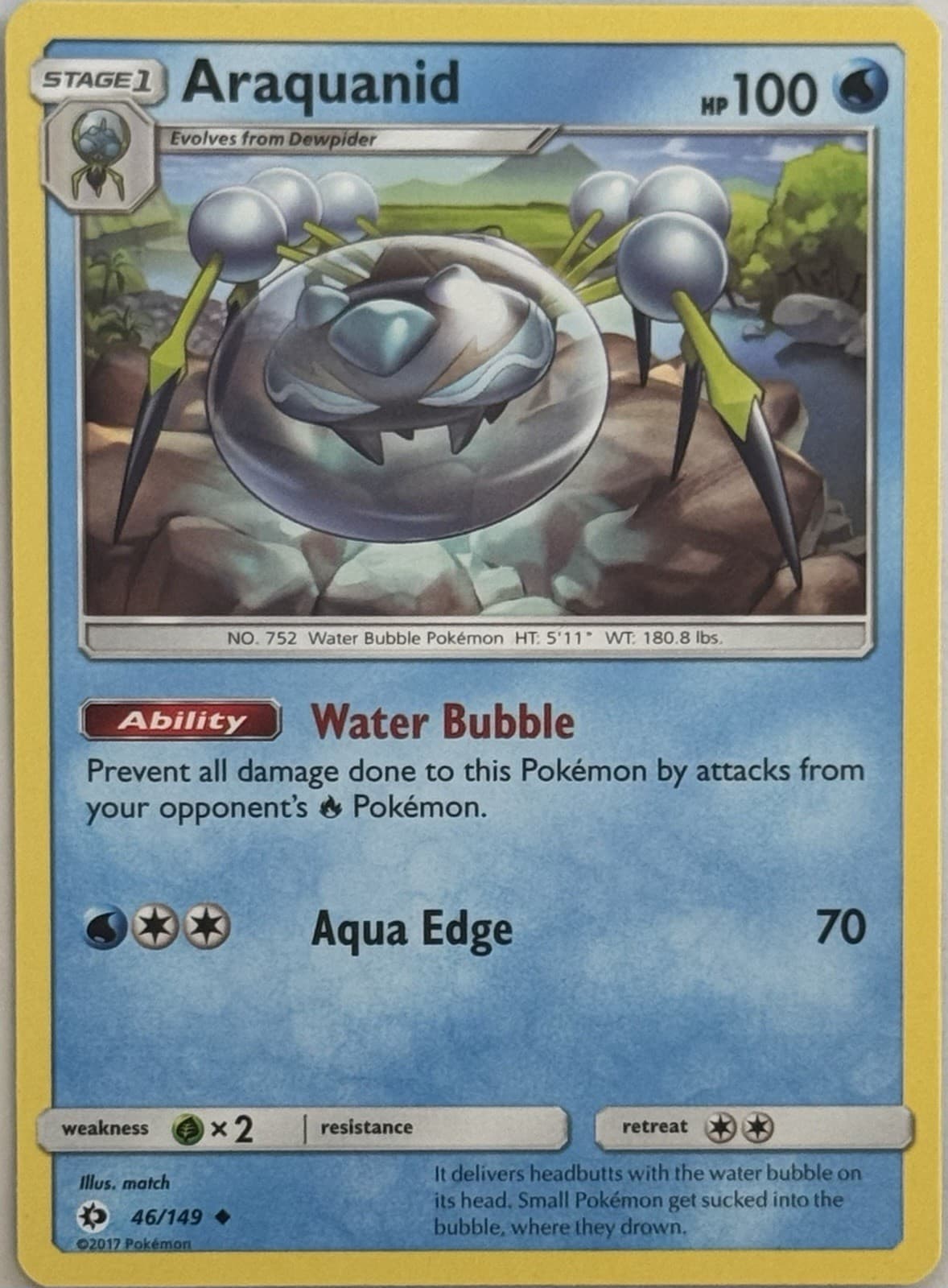 Araquanid # 46/149 Sun & Moon Base Set Pokemon Trading TCG Game Cards NM/MINT