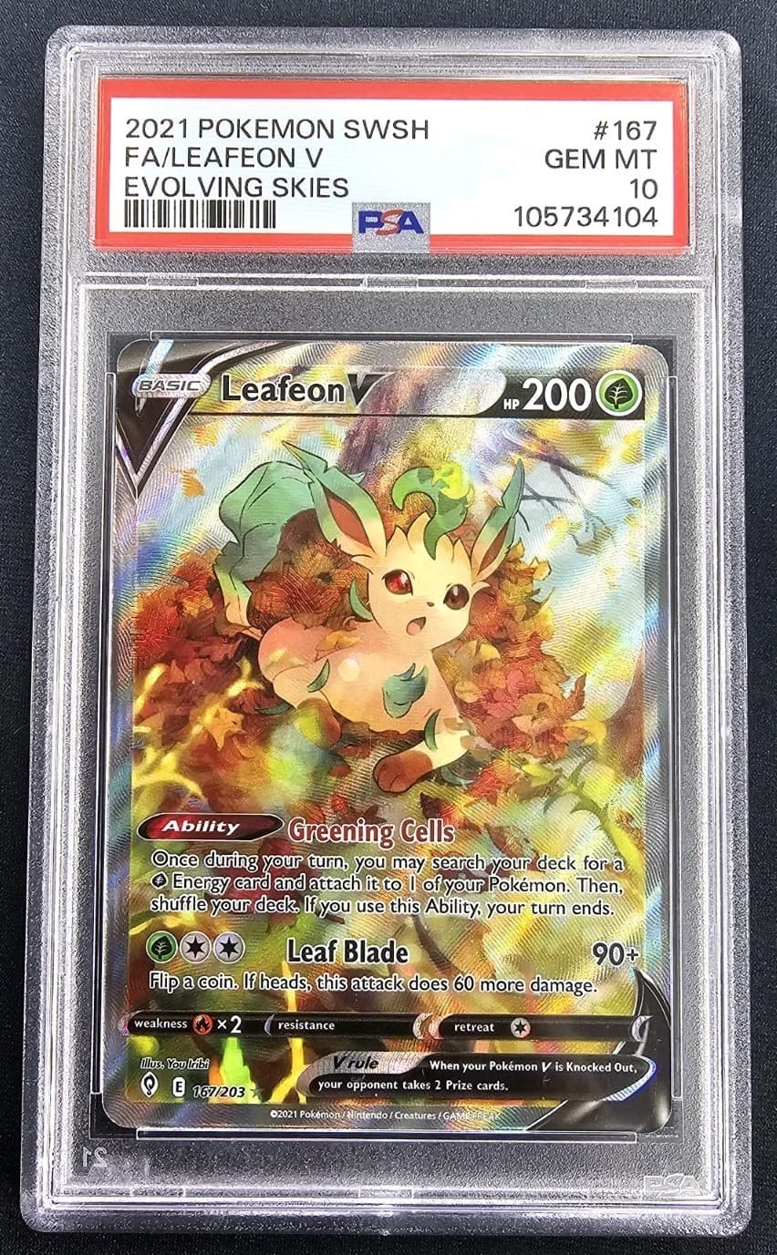 LEAFEON V 2021 Pokémon Sword And Shield Evolving Skies Full Art 167/203 PSA 10