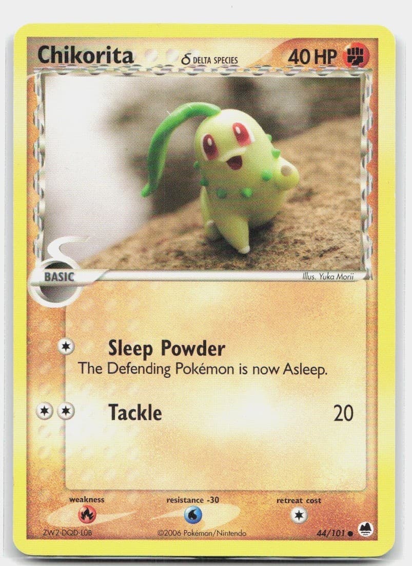 Pokemon Chikorita (Delta Species) EX Dragon Frontiers 44/101 MP Trading Card