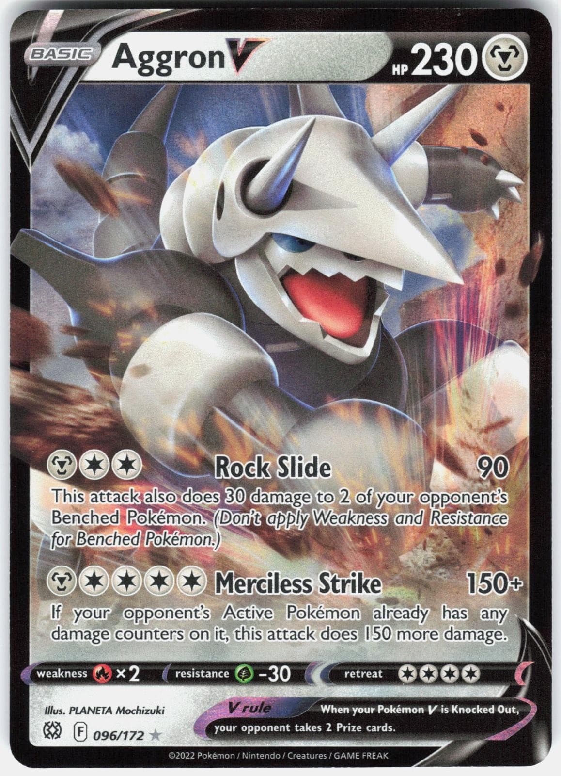 Aggron V 096/172 Holo - Brilliant Stars - Pokemon TCG - NM