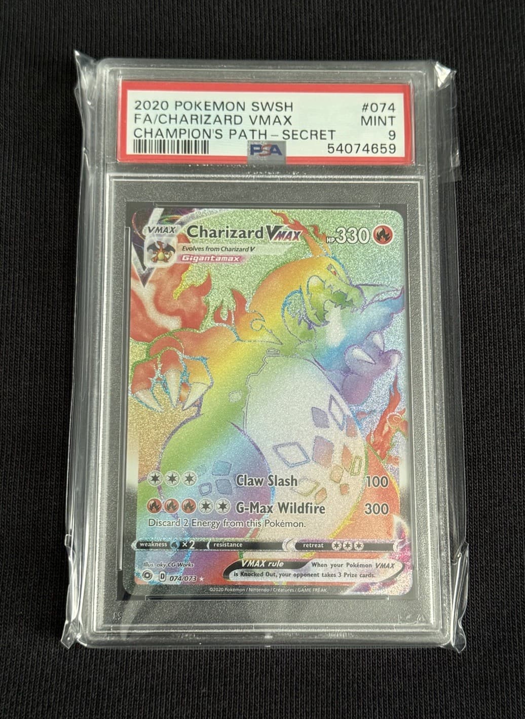 2020 Pokemon Charizard VMAX 74/73 Champions Path Holo - PSA 9