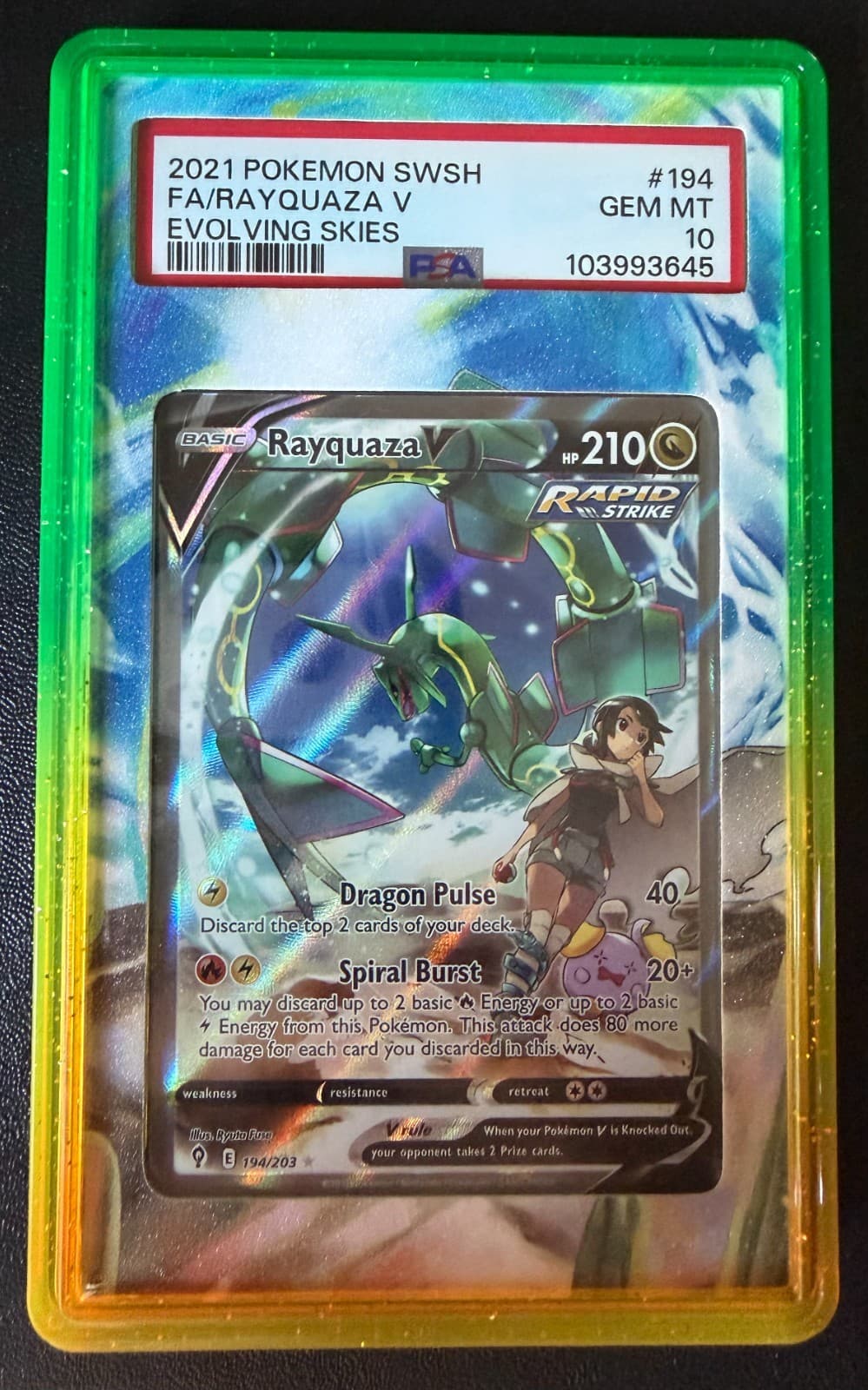 RAYQUAZA V 2021 POKEMON EVOLVING SKIES 194/203 FULL ART PSA 10