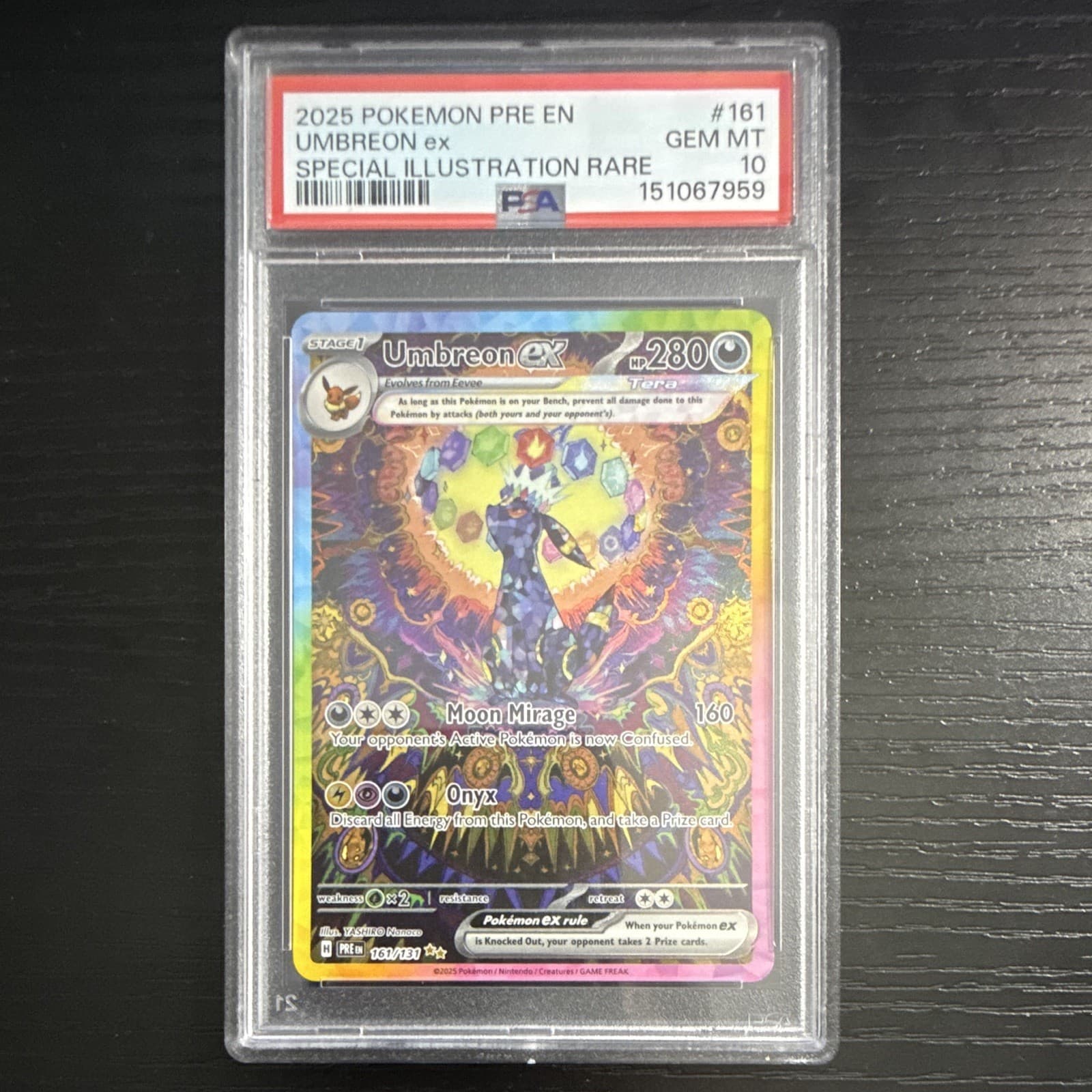 Umbreon ex 161/131 Sv: Prismatic Evolutions SIR Holo PSA 10 (2025)