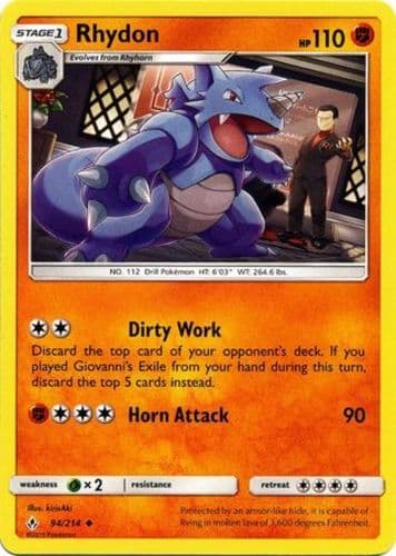 Rhydon - 94/214 - Uncommon Pokemon NM-Mint Unbroken Bonds