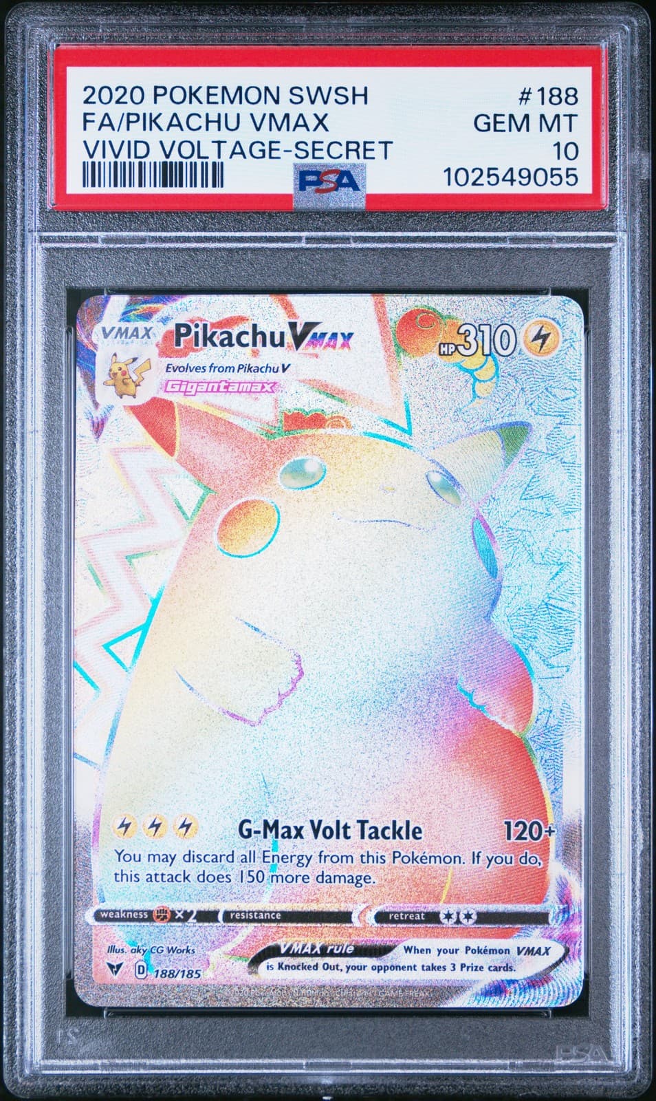 Pikachu Vmax 188/185 Secret Vivid Voltage Pokemon PSA 10 *055