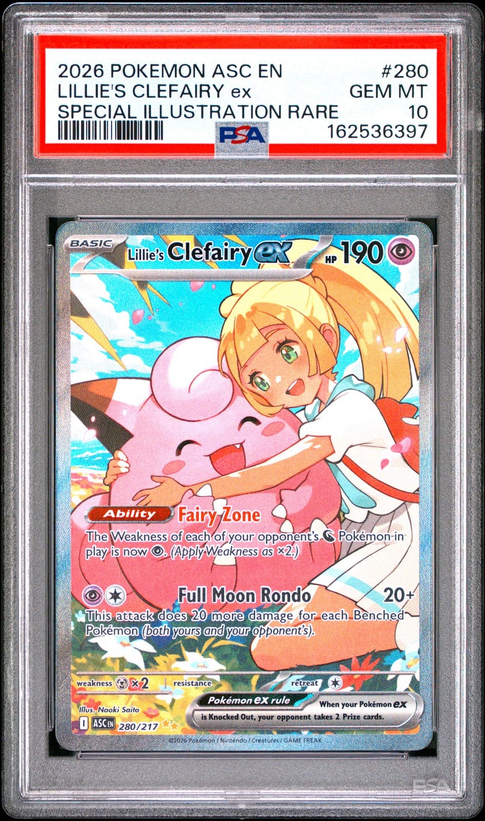 2026 POKEMON ASC EN-ASCENDED HEROES #280 LILLIE'S CLEFAIRY EX PSA 10
