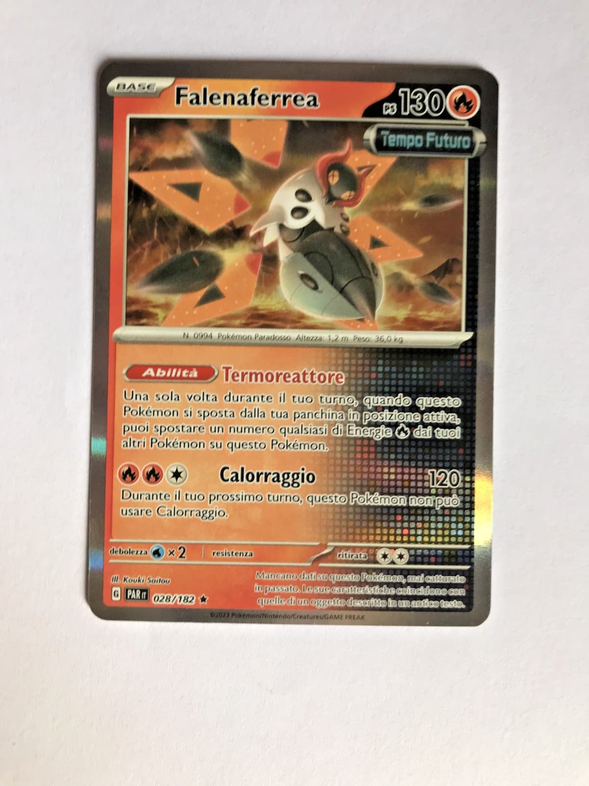 carta FALENAFERREA 28/182 Rara Holo - ITA MINT - Pokemon PARADOSSO TEMPORALE