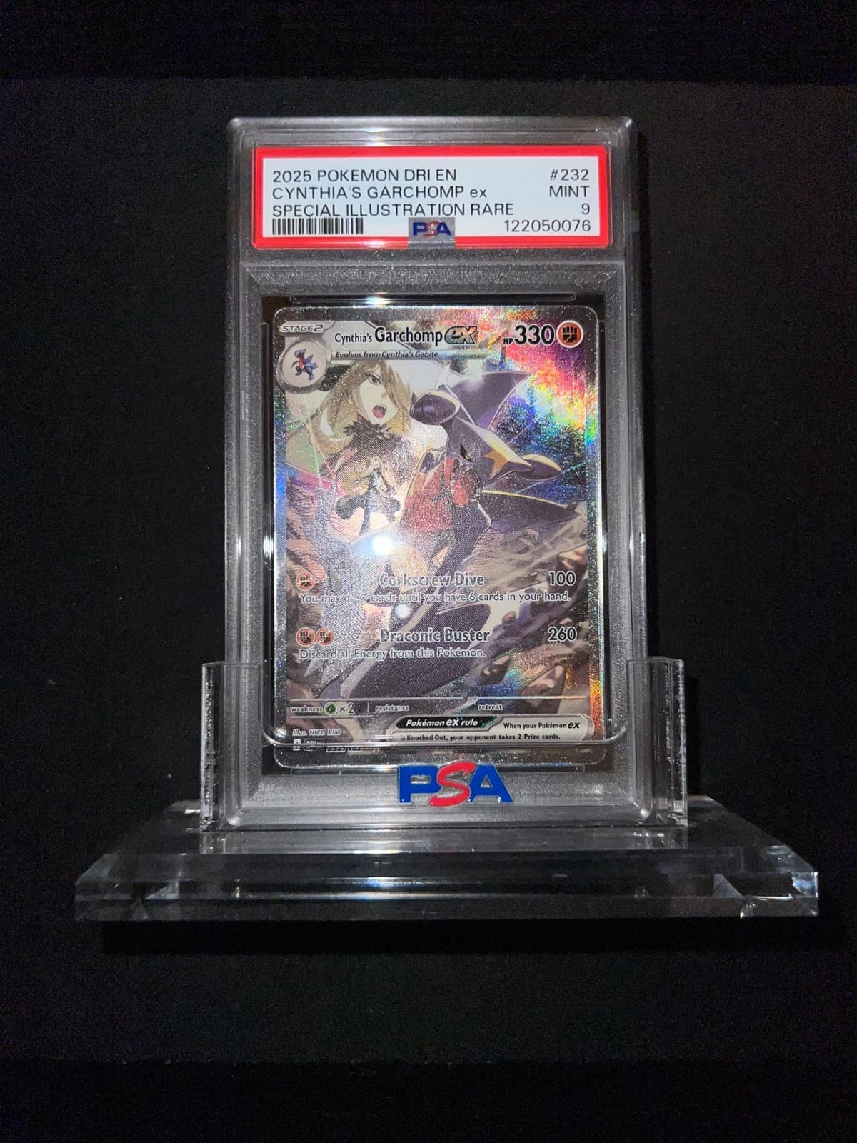 PSA 9 Near-Mint Cynthia's Garchomp ex 232/182 SIR Destined Rivals Pokémon Card