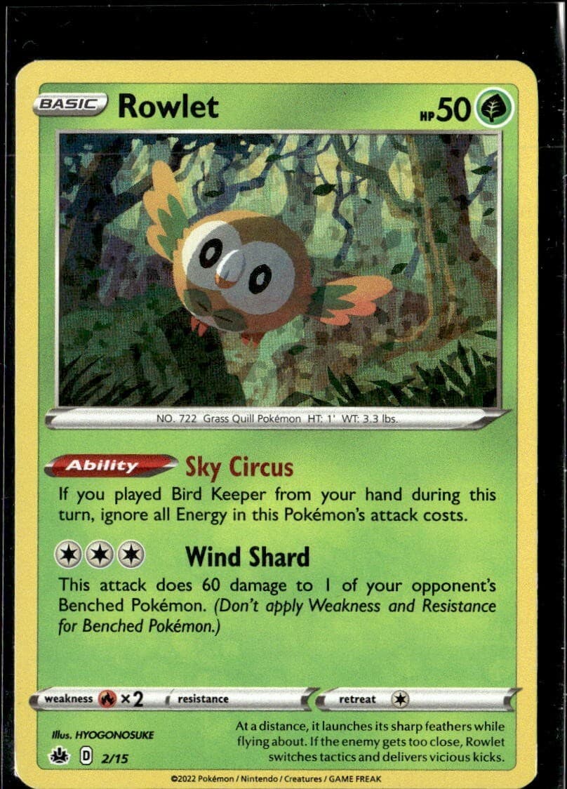 Pokemon Rowlet 2/15 McDonald's Collection Promo