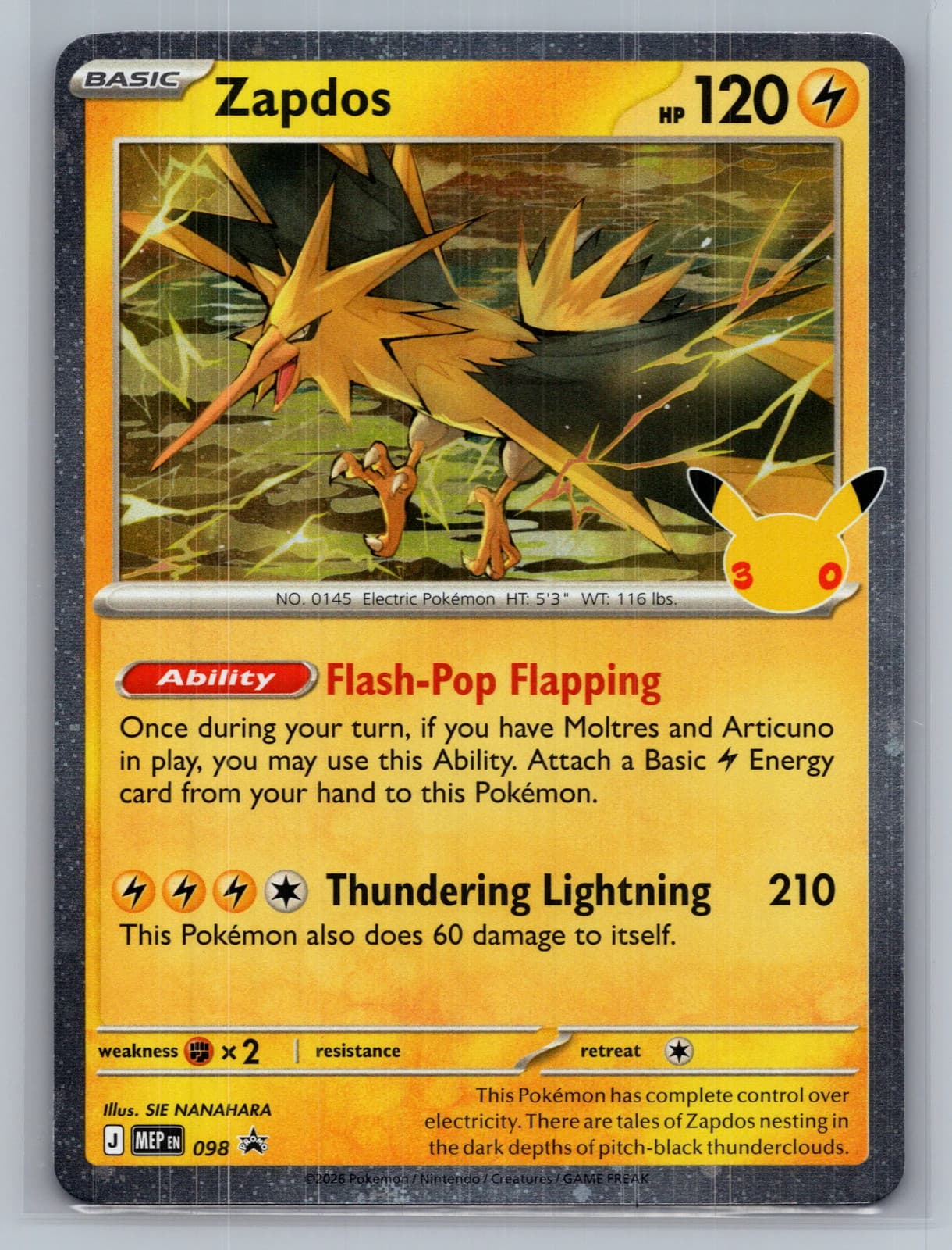 Zapdos #098 Mega Evolution Pokemon TCG