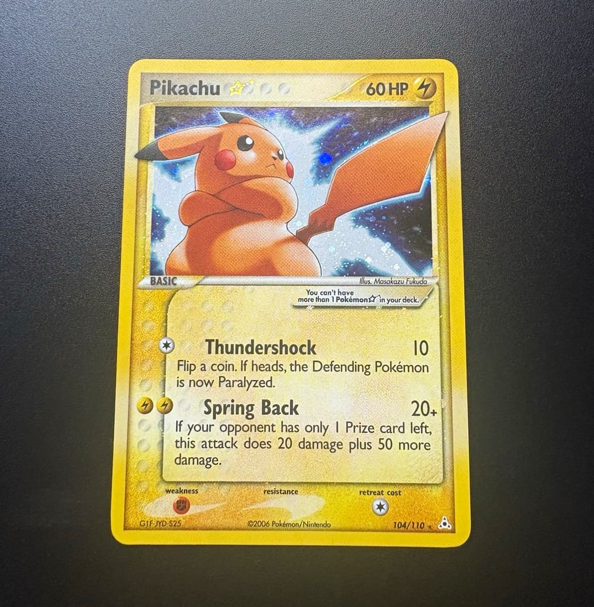 Pikachu Star 104/110 EX Holon Phantoms Holo Shining Ultra Rare English Pokemon