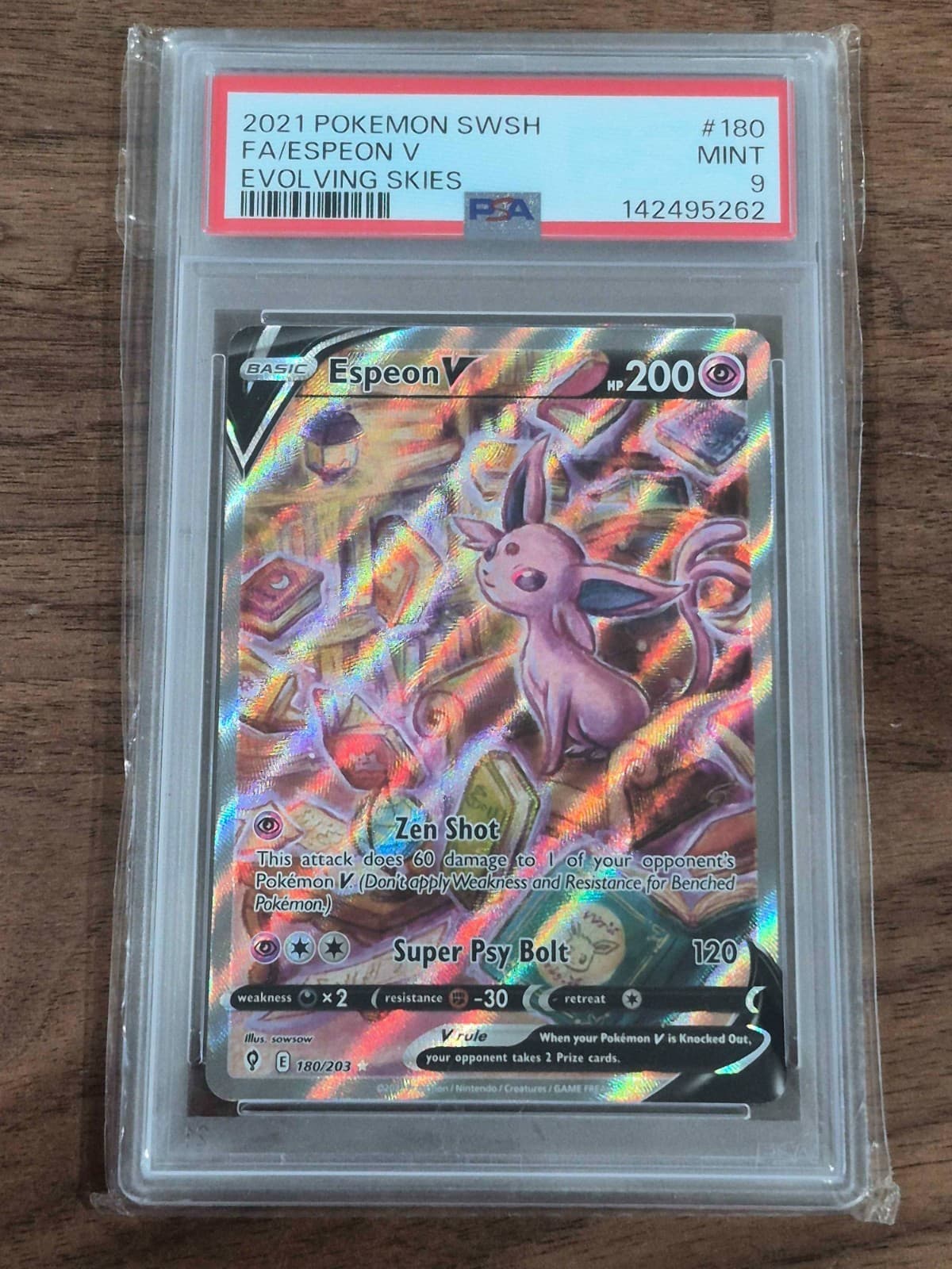 Espeon V (Alternate Full Art) PSA 9 MINT 180/203 SWSH07 Pokemon TCG
