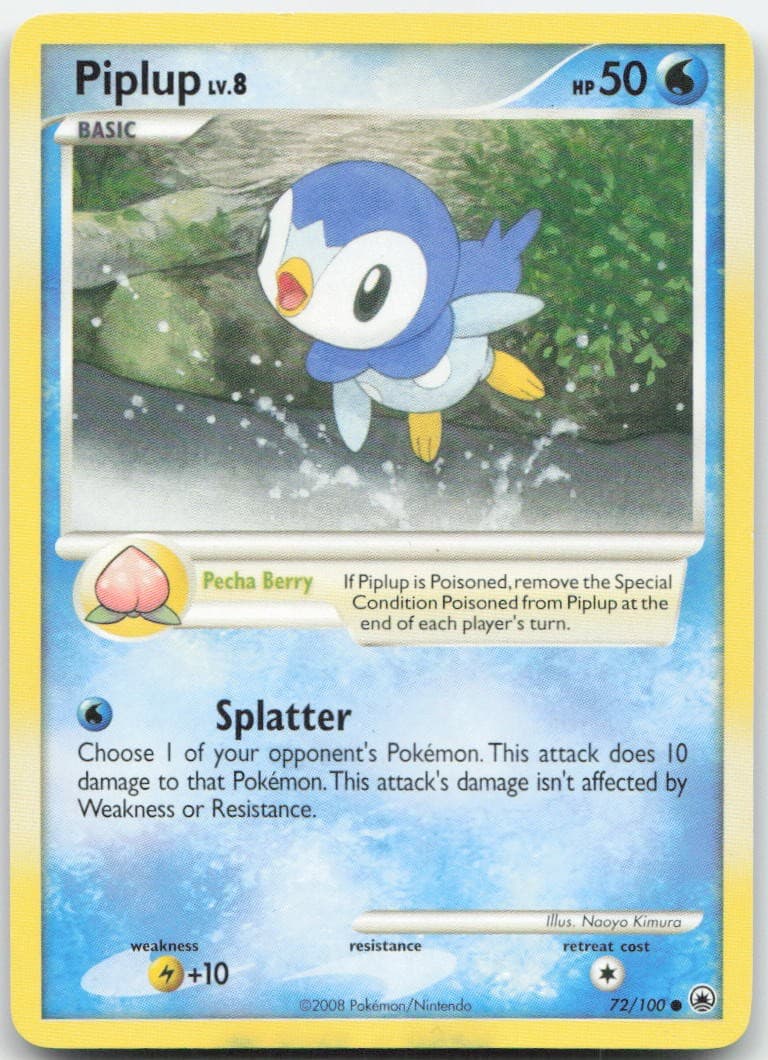 Piplup 72/100 Common Majestic Dawn Pokemon Moderately Played