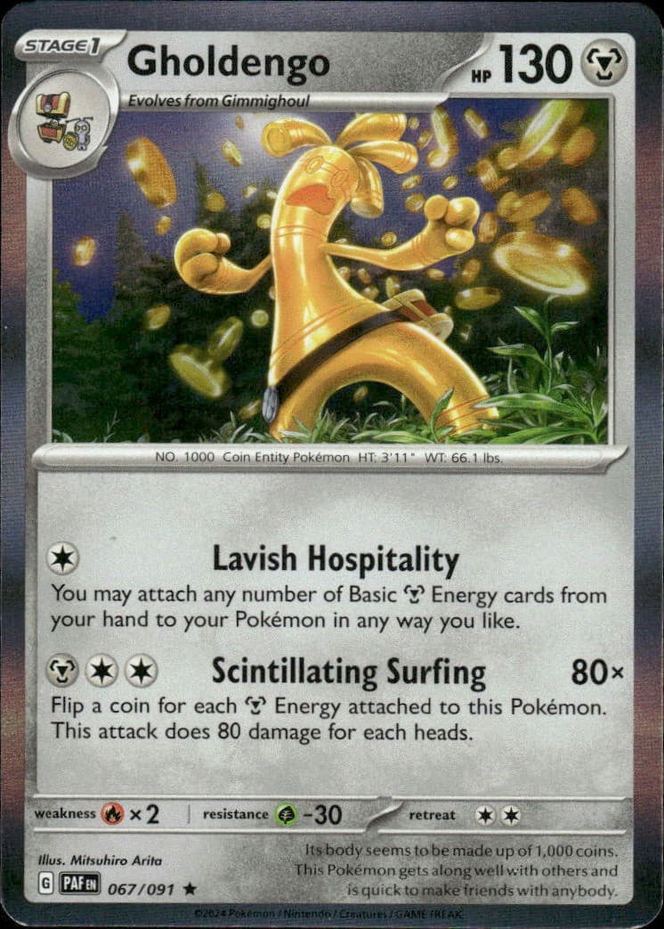 Gholdengo Paldean Fates 067/091 Rare Holo Pokémon — English NM