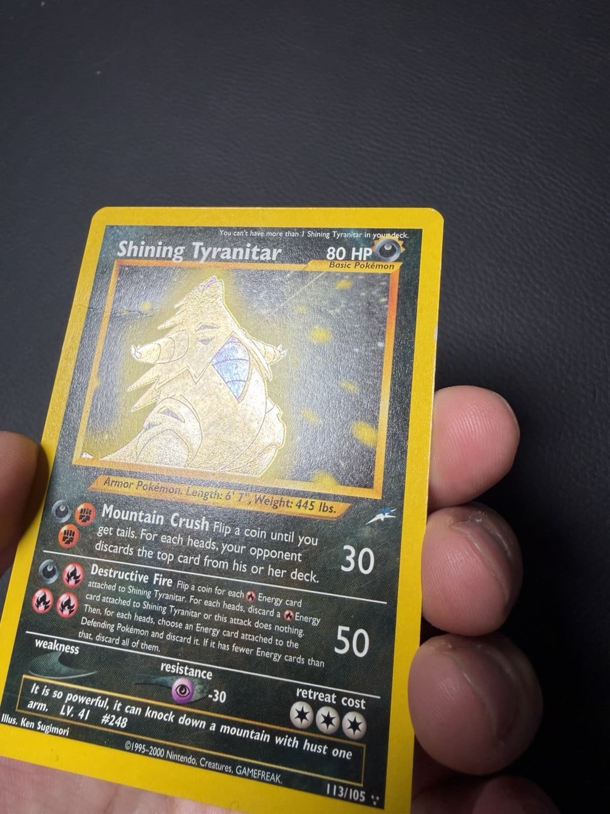 Pokémon TCG Neo Destiny Shining Tyranitar 113/105 Holo Secret Rare - MP
