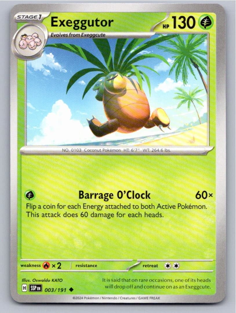 2024 POKEMON EXEGGUTOR SURGING SPARKS 003/191 UNCOMMON NM A39194 FREE S&H