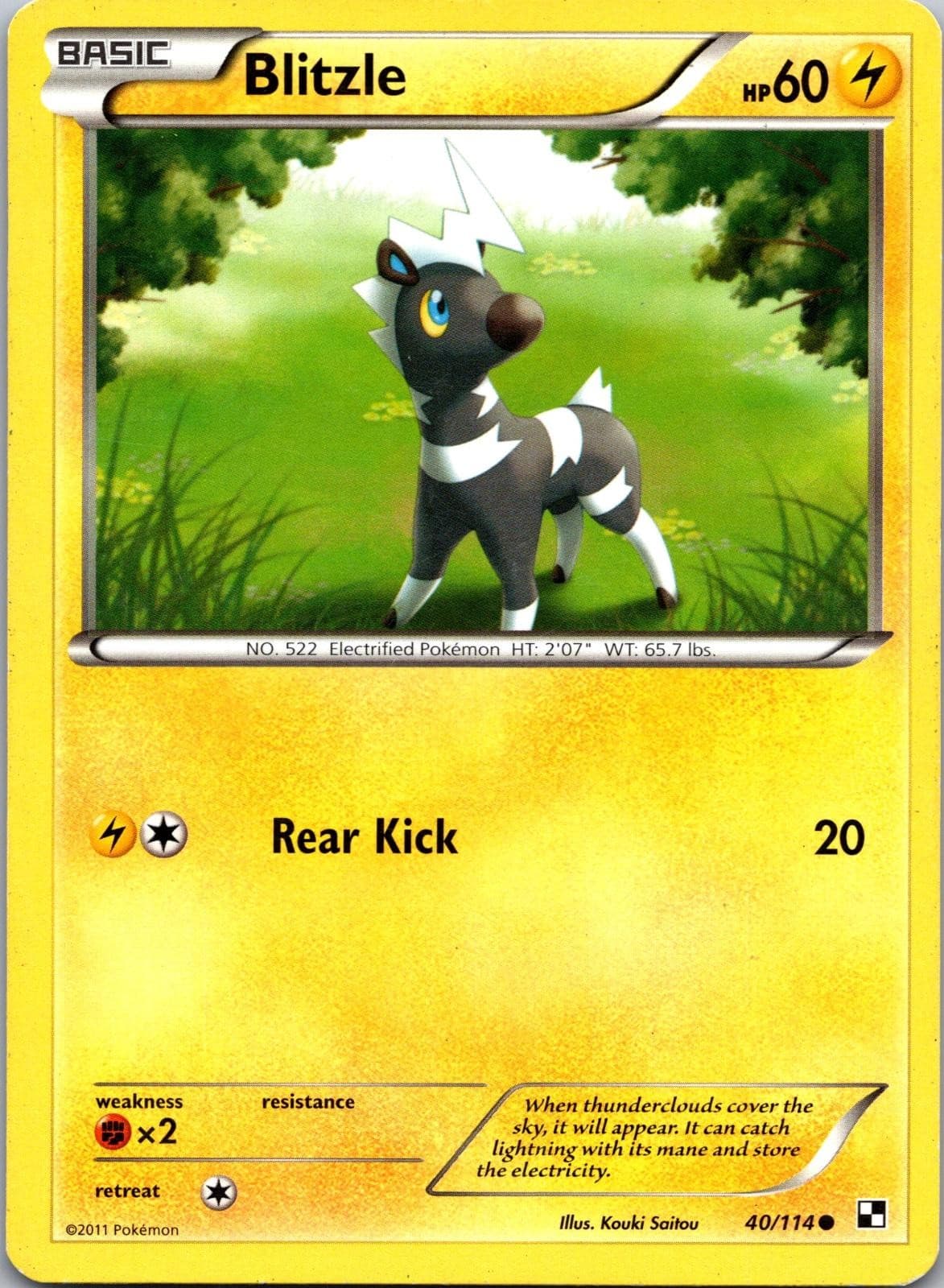 2011 Pokemon Black & White Blitzle 40/114 Common Near Mint