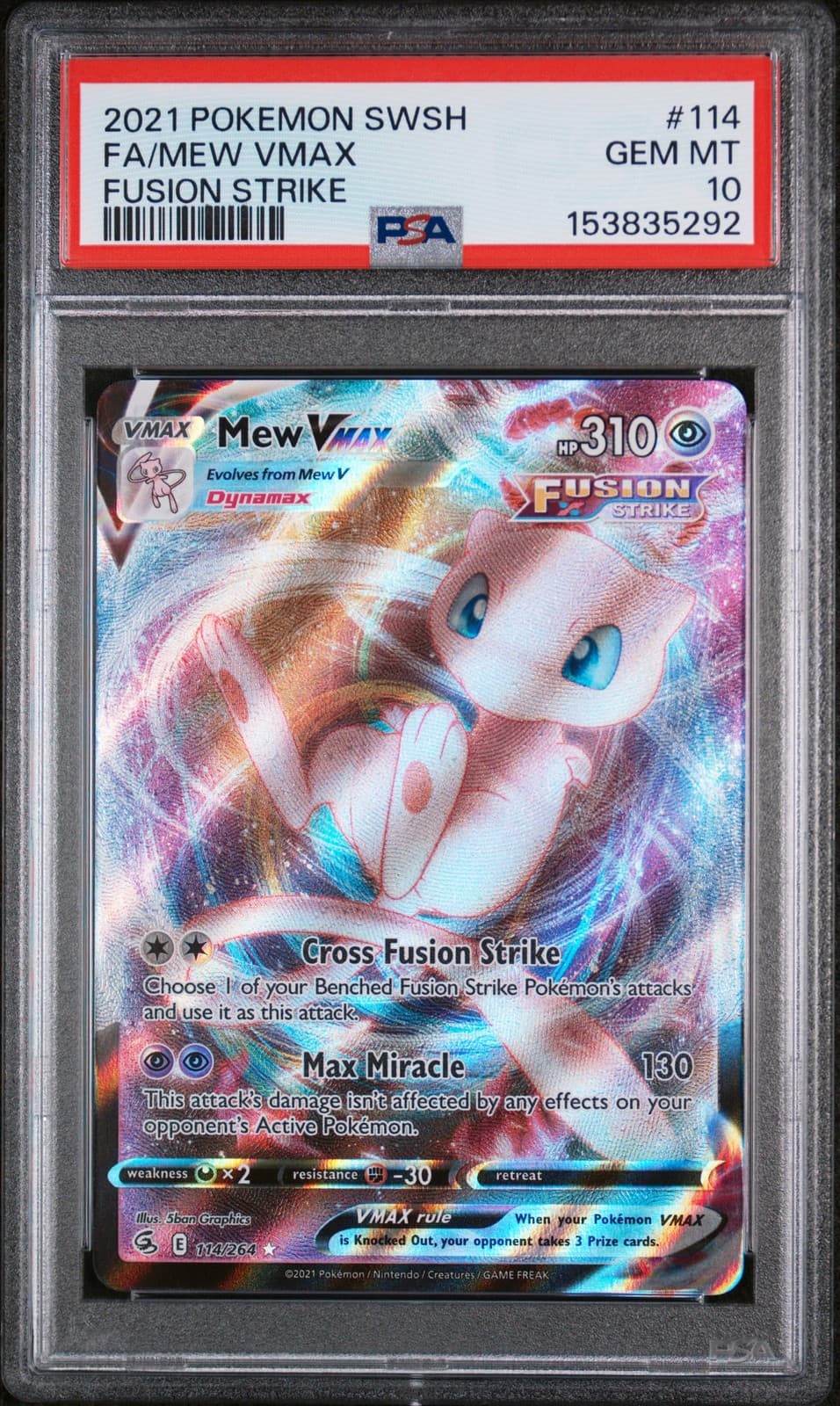 Mew Vmax 114/264 Fusion Strike Pokemon PSA 10