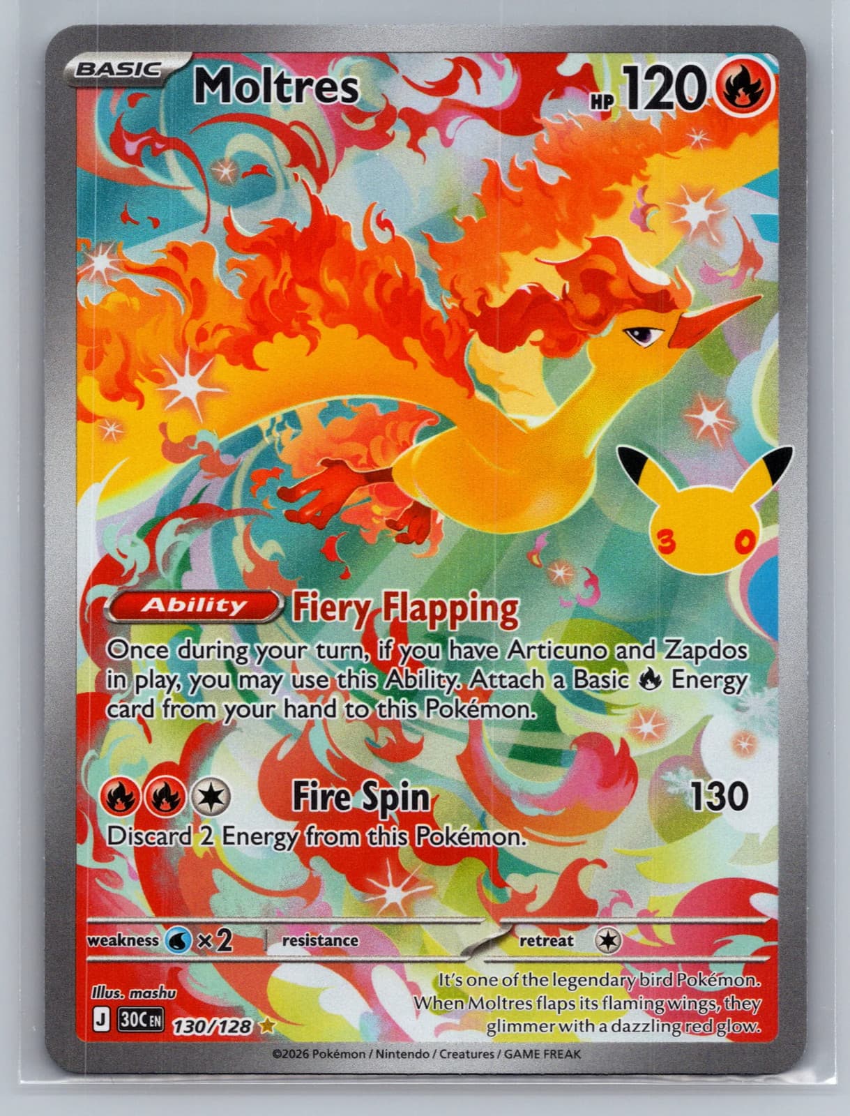 Moltres #130/128 2026 30th Celebration Pokemon TCG