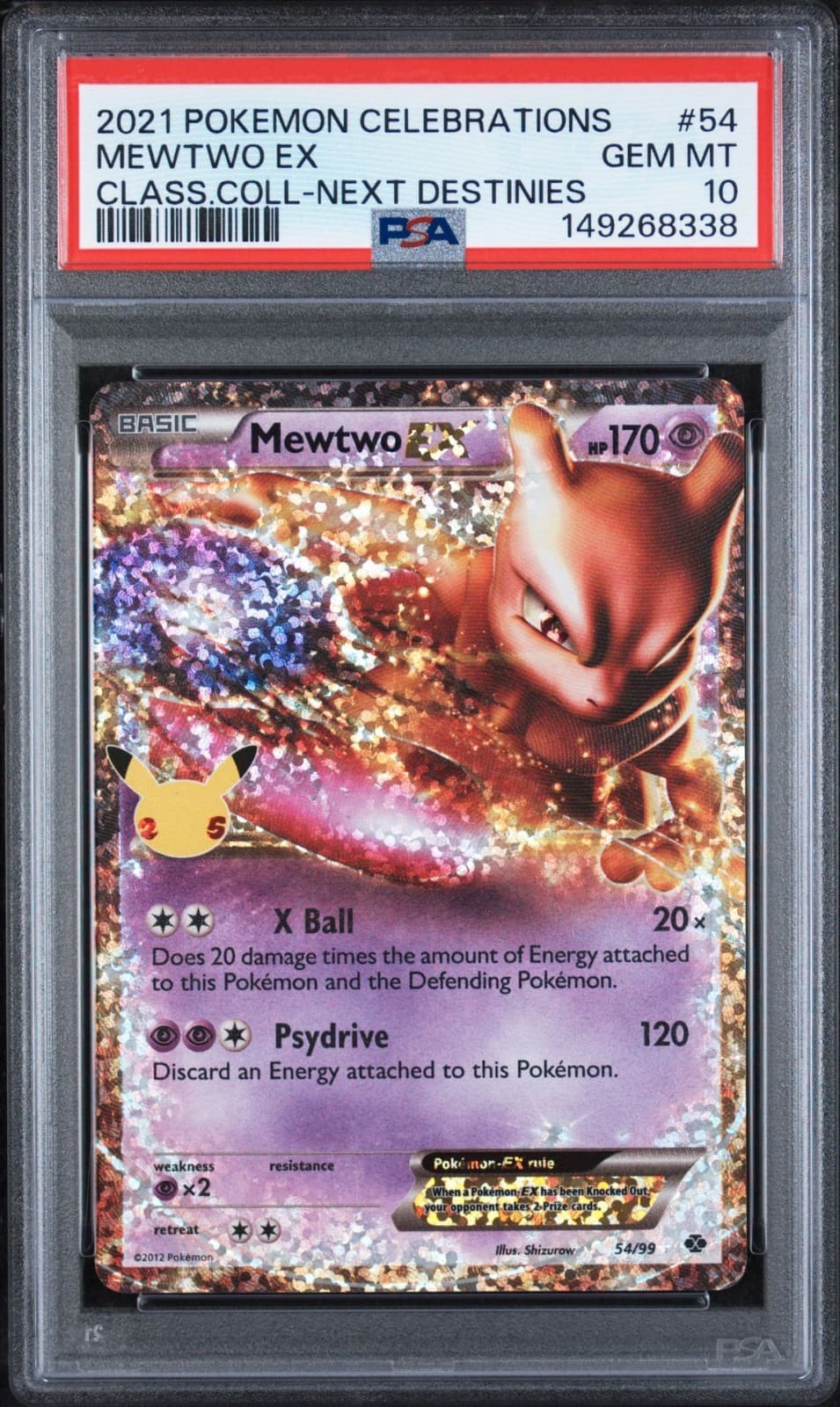 2021 POKEMON CELEBRATIONS CLASSIC COLLECTION #54 MEWTWO EX PSA 10 Gem Mint