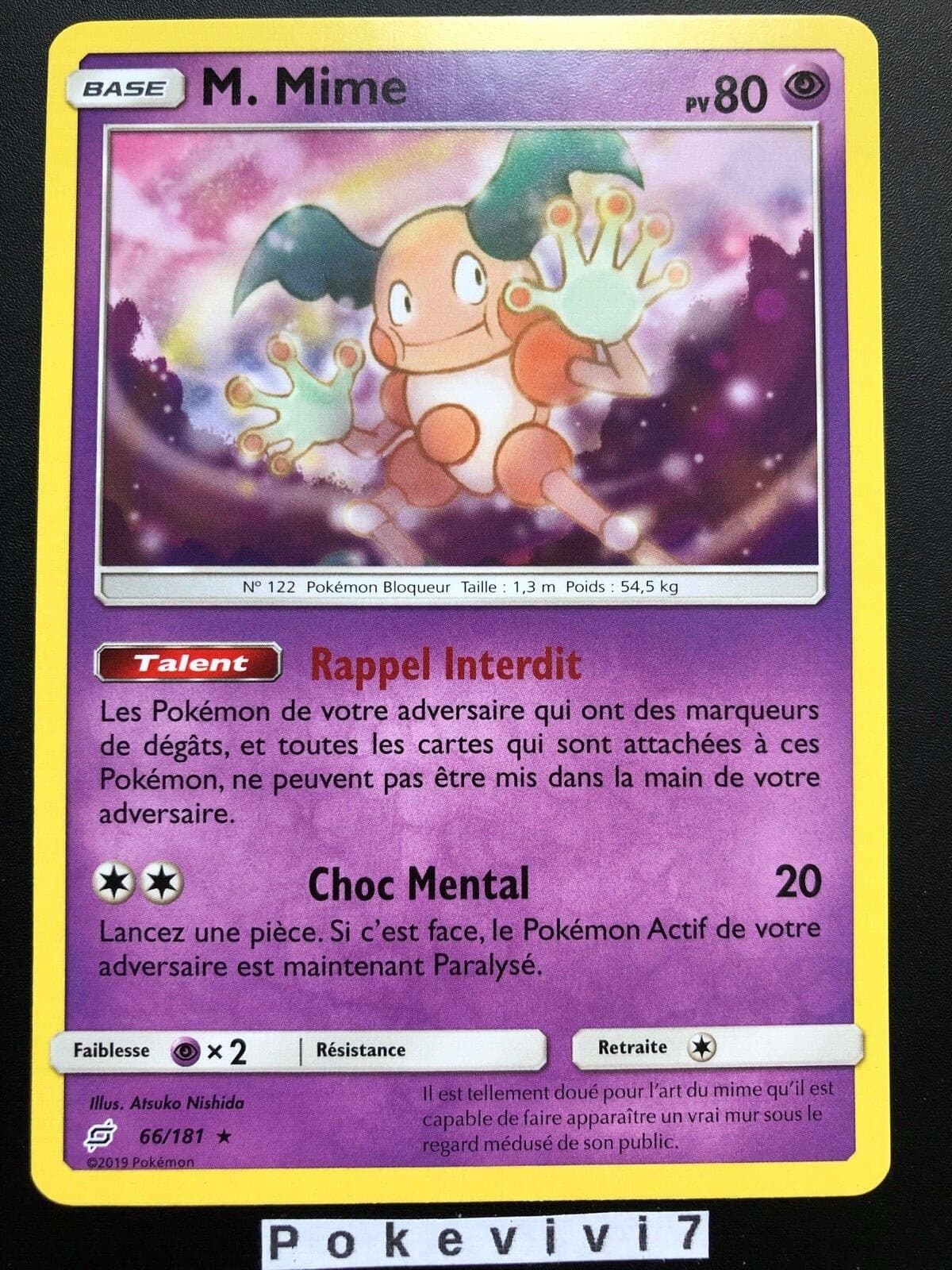 Carte Pokemon M. MIME 66/181 RARE Soleil et Lune 9 SL9 Duo de Choc FR NEUF