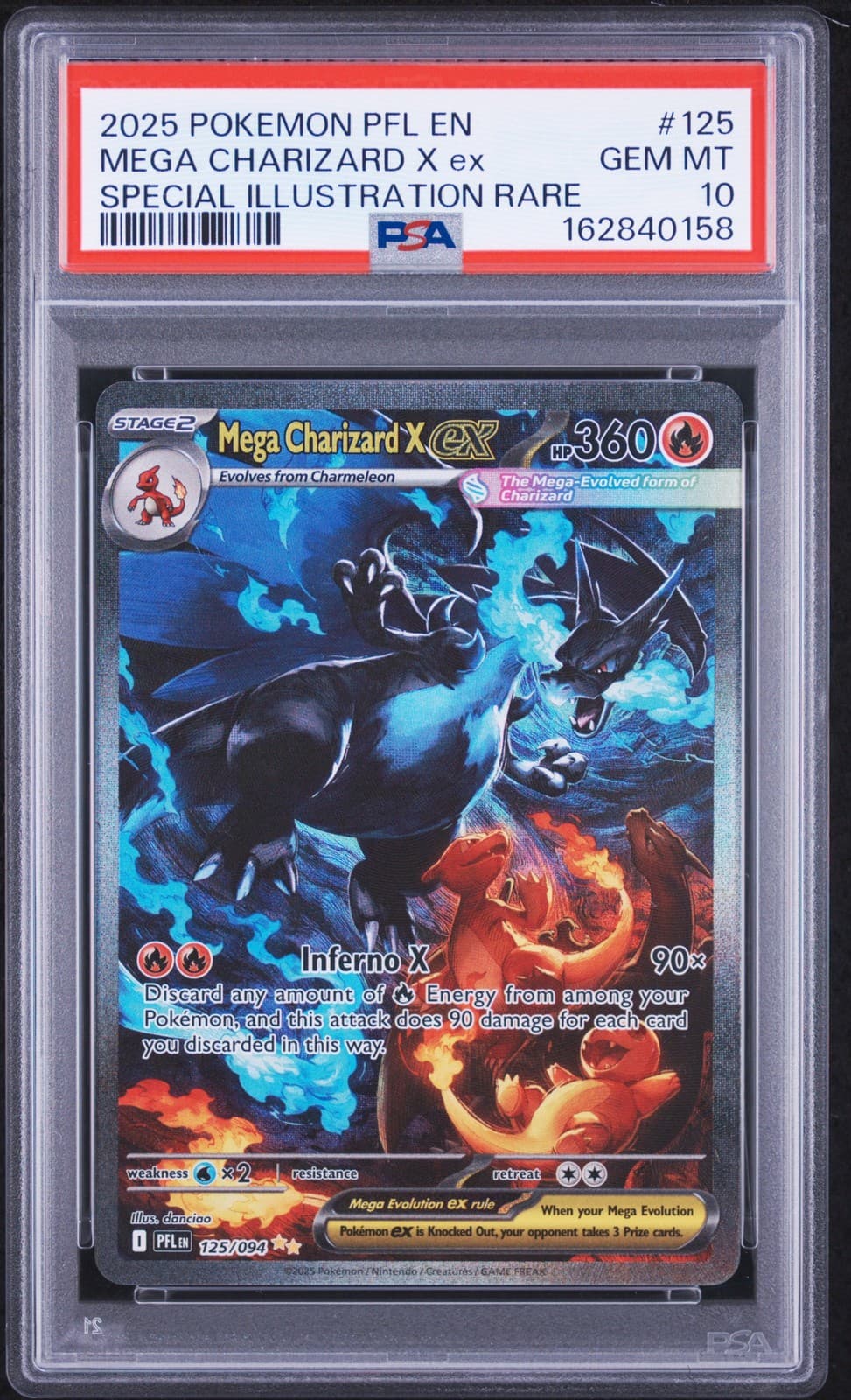 2025 POKEMON PFL EN-PHANTASMAL FLAMES #125 MEGA CHARIZARD X EX PSA 10